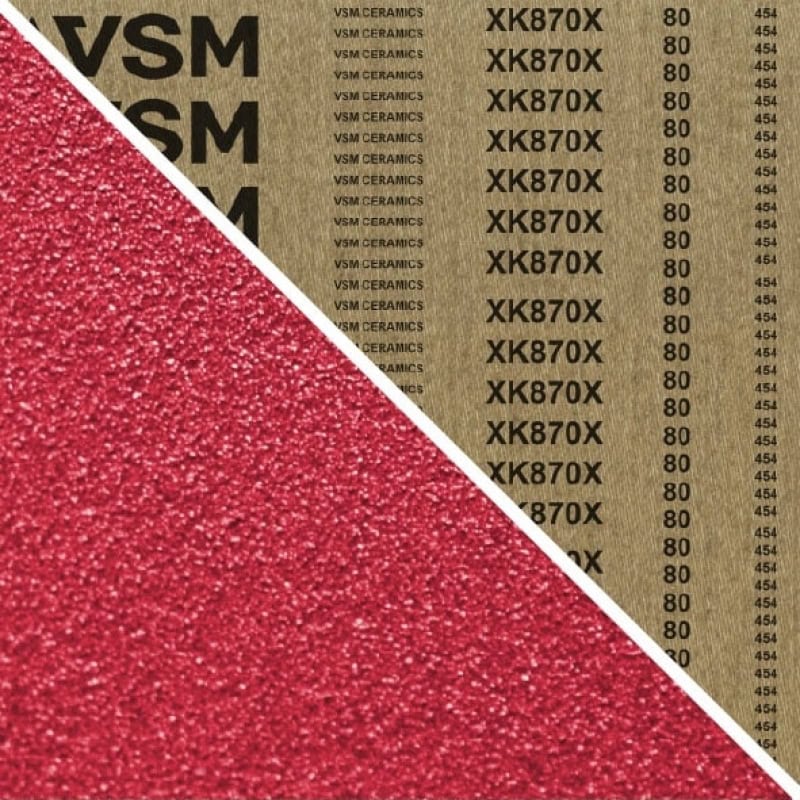 Preview: VSM CERAMICS XK870X 733881, 1.370 mm x 2150 mm, K, P24, X-Polyester, Ausführung (E07), Rot, Breitschleifband mit Keramik, Für Edelstahl und NE-Metalle