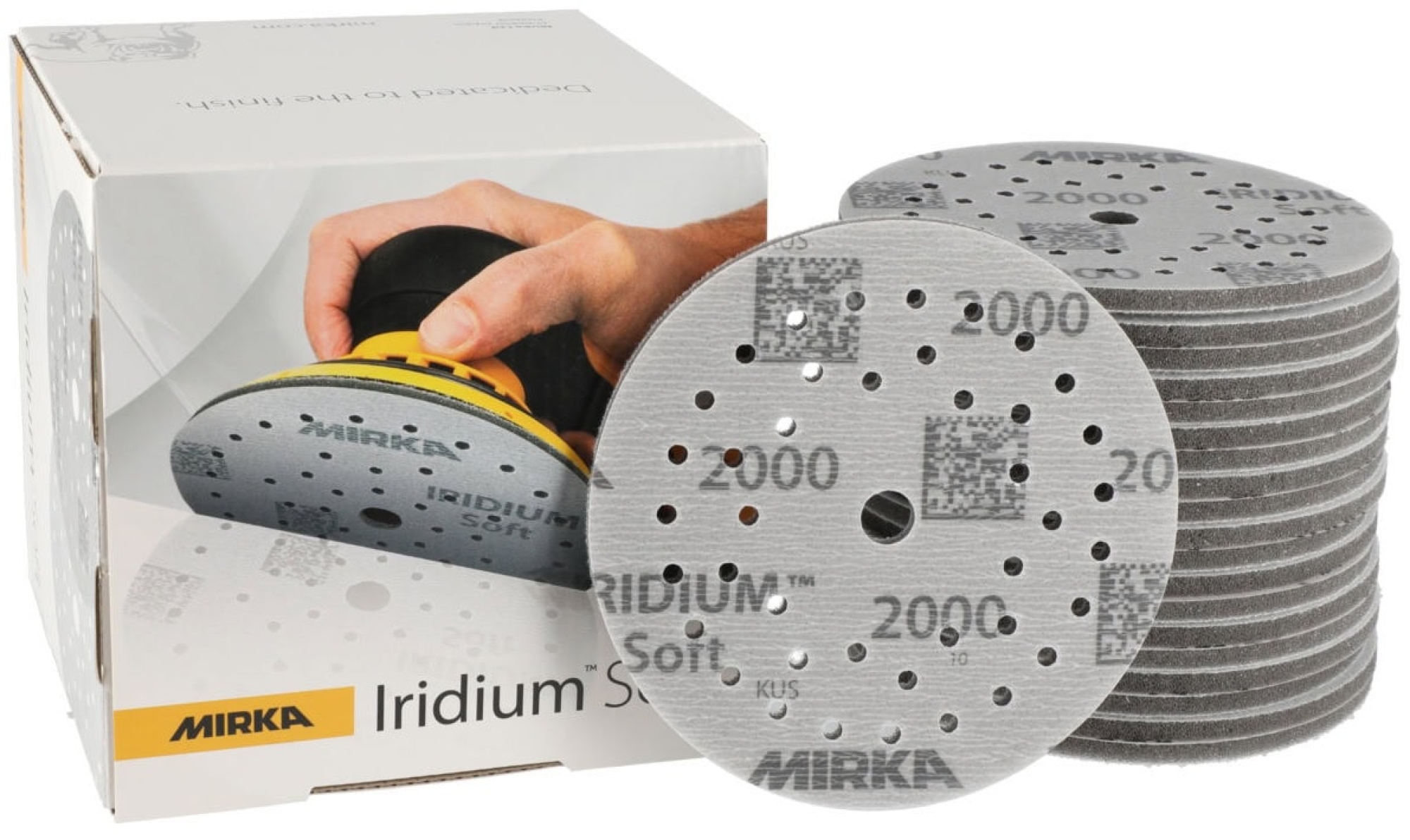 Mirka® Iridium® Soft Schleifscheibe 249M202093, Ø 125 mm, Dicke: 5 mm, P1200, A (Aluminiumkorn), Multilochung, Kletthaftend, Für Lackschliff & Grundierungsschliff