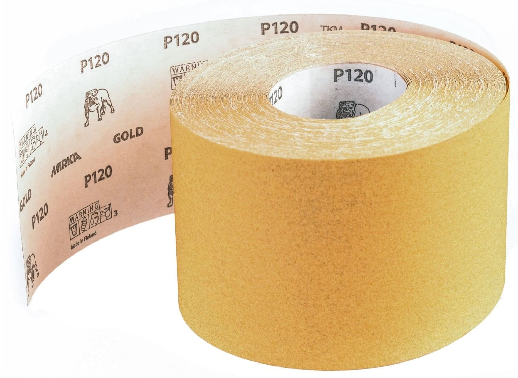 Mirka® Gold 2351100112, 115 mm x 50 m, P120, Ohne Haftung, Schleifrollen mit Aluminiumkorn