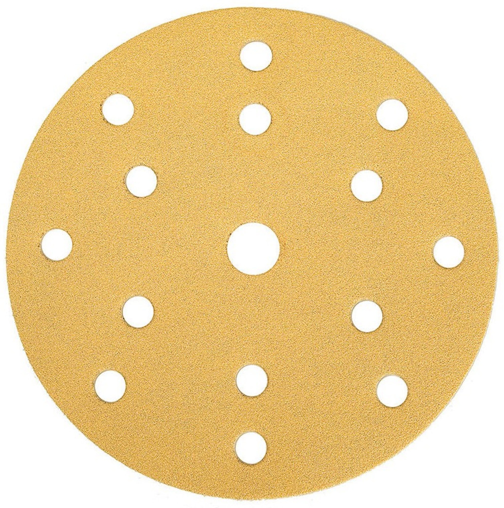 Mirka® Gold 2361109910, Ø 150 mm, P100, 15-fach gelocht, Kletthaftend, Schleifscheibe mit Aluminiumkorn