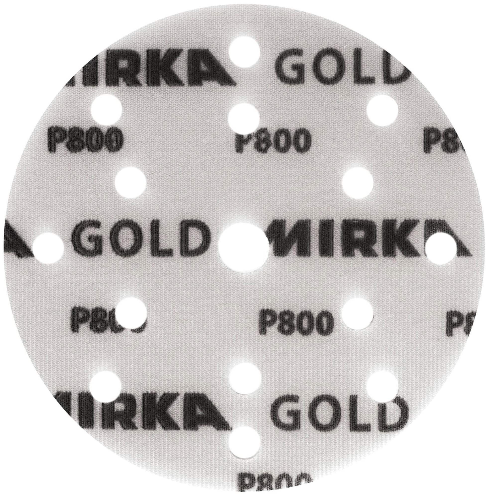 Mirka® Gold Soft 2371102051, Ø 150 mm, P500, A, 15-fach gelocht, Kletthaftend, Schleifscheibe mit Aluminiumoxidkorn, Für Finish- und Polierarbeiten an Werkstücken