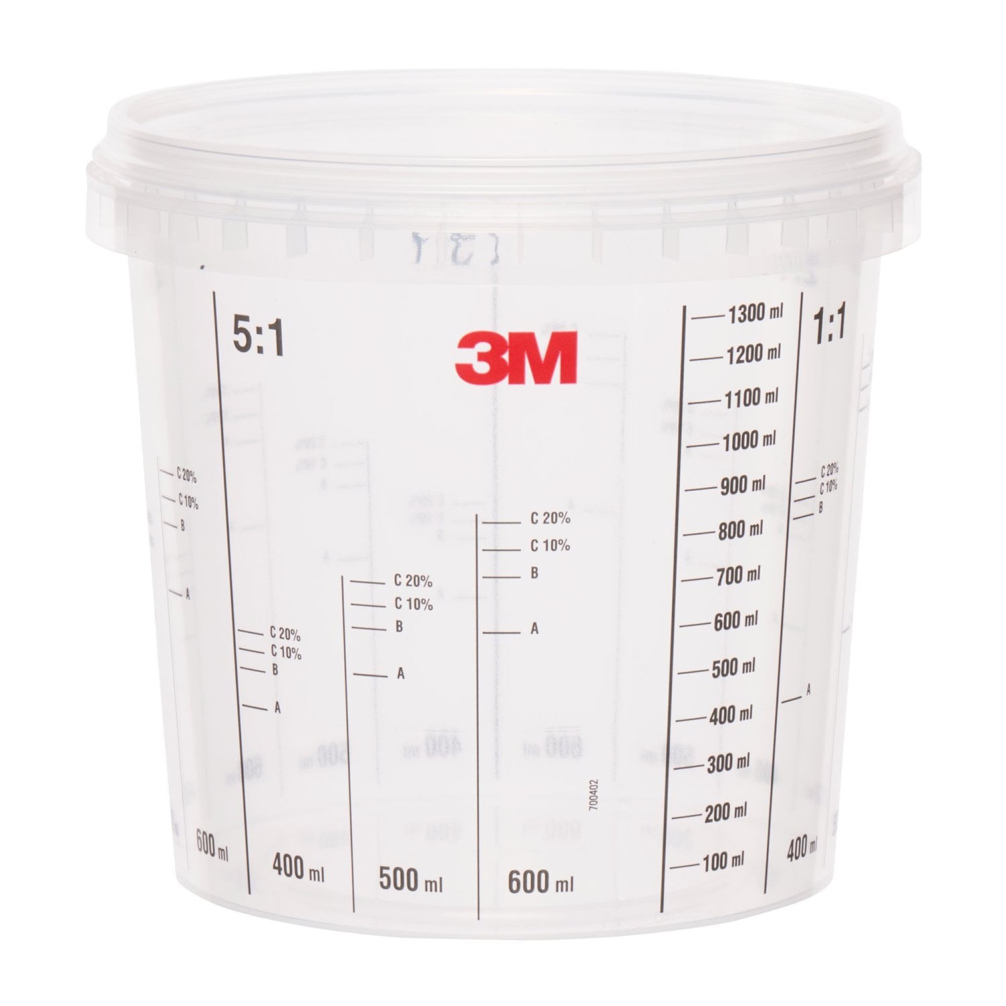 3M™ 50404, 1,55 Liter Transparenter Mischbecher zum Mischen und Aufbewahren von Lacken