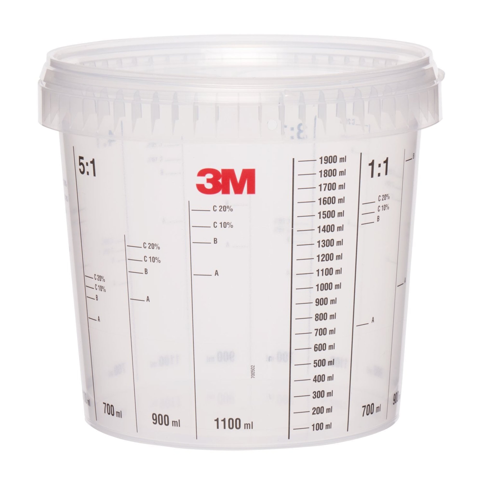 3M™ 50405, 2,3 Liter Transparenter Mischbecher zum Mischen und Aufbewahren von Lacken