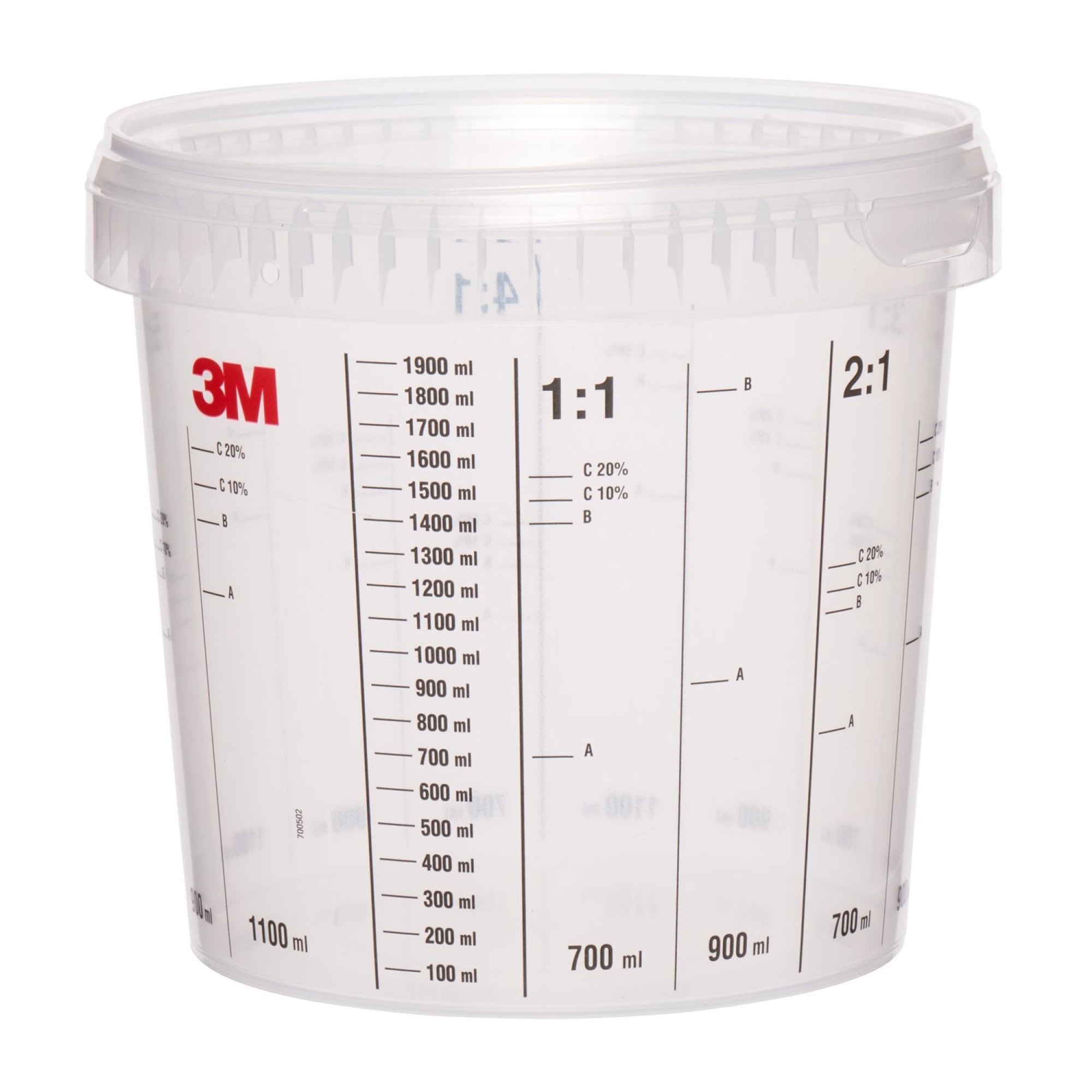 3M™ 50405, 2,3 Liter Transparenter Mischbecher zum Mischen und Aufbewahren von Lacken