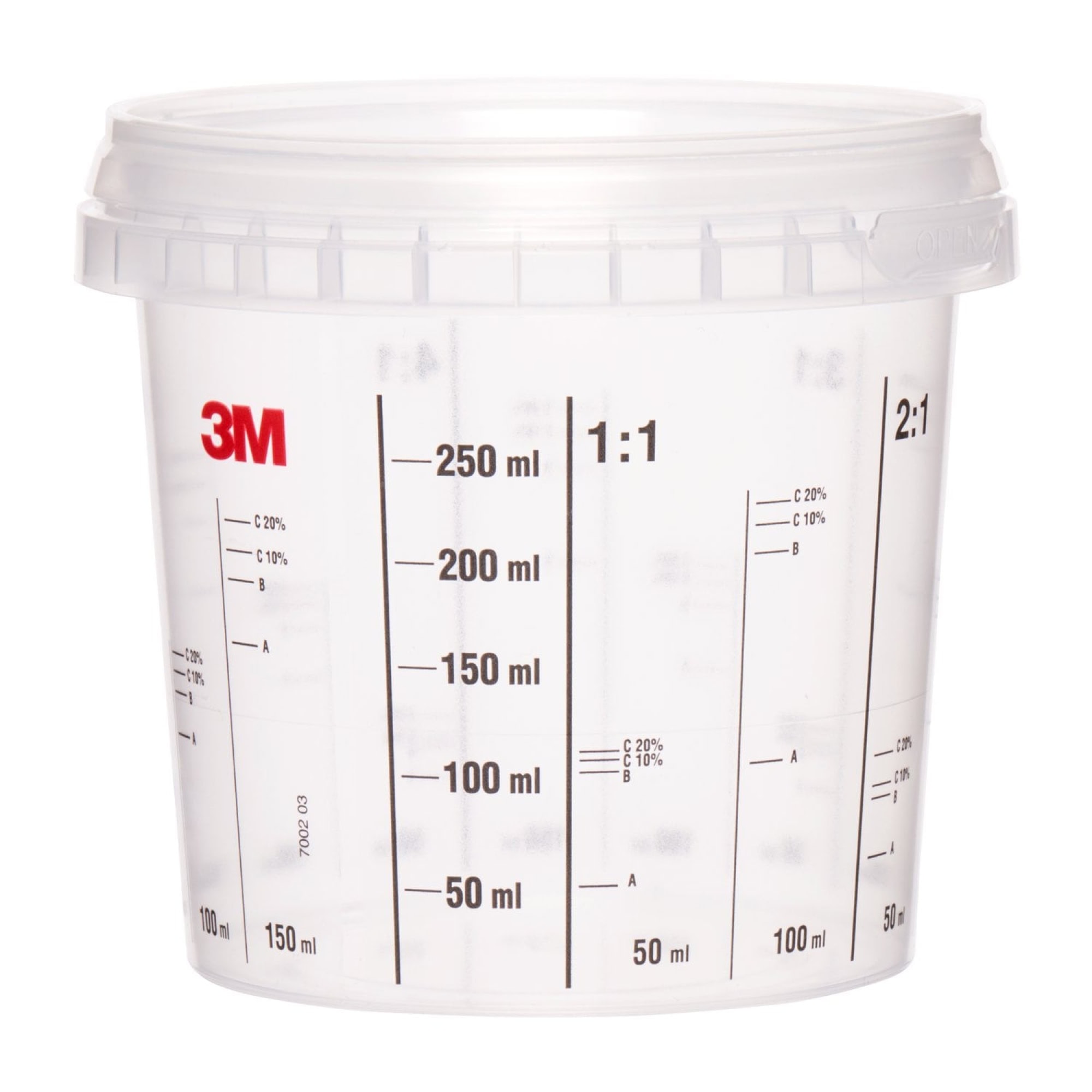 3M™ 50402, 0,365 Liter Transparenter Mischbecher zum Mischen und Aufbewahren von Lacken