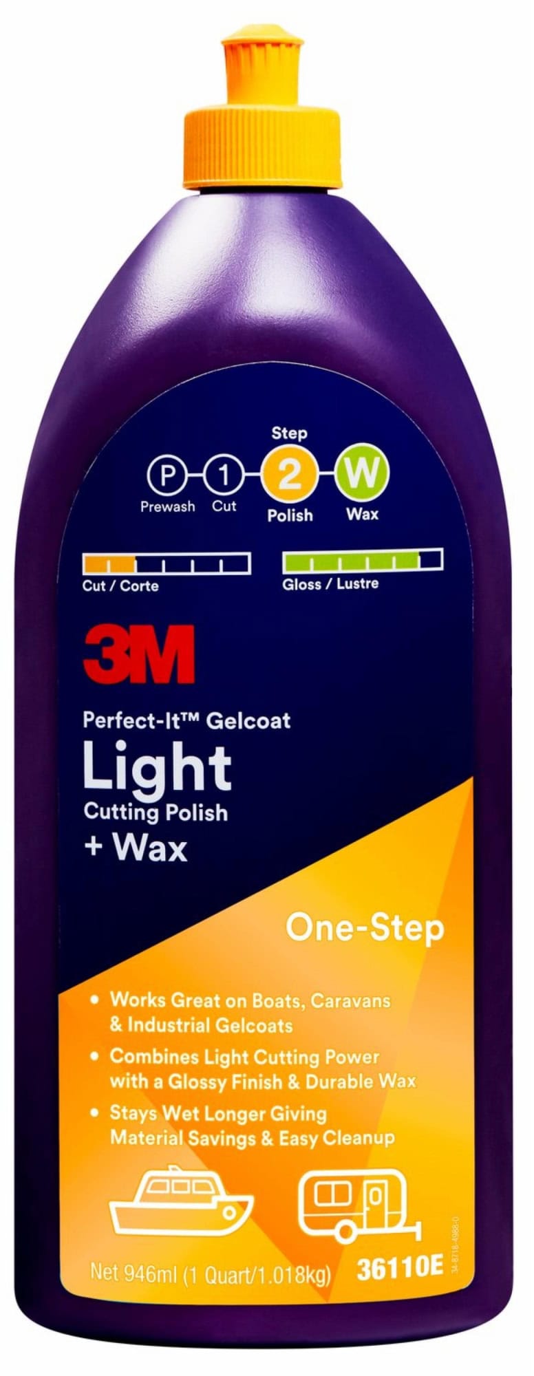 3M™ Perfect-It™ 36110E, 946 ml, Gelcoat Schleifpaste für leichten Abtrag mit Wachs zum zeit- und kostensparenden Abtragen, Polieren und Wachsen in einem einzigen Arbeitsgang