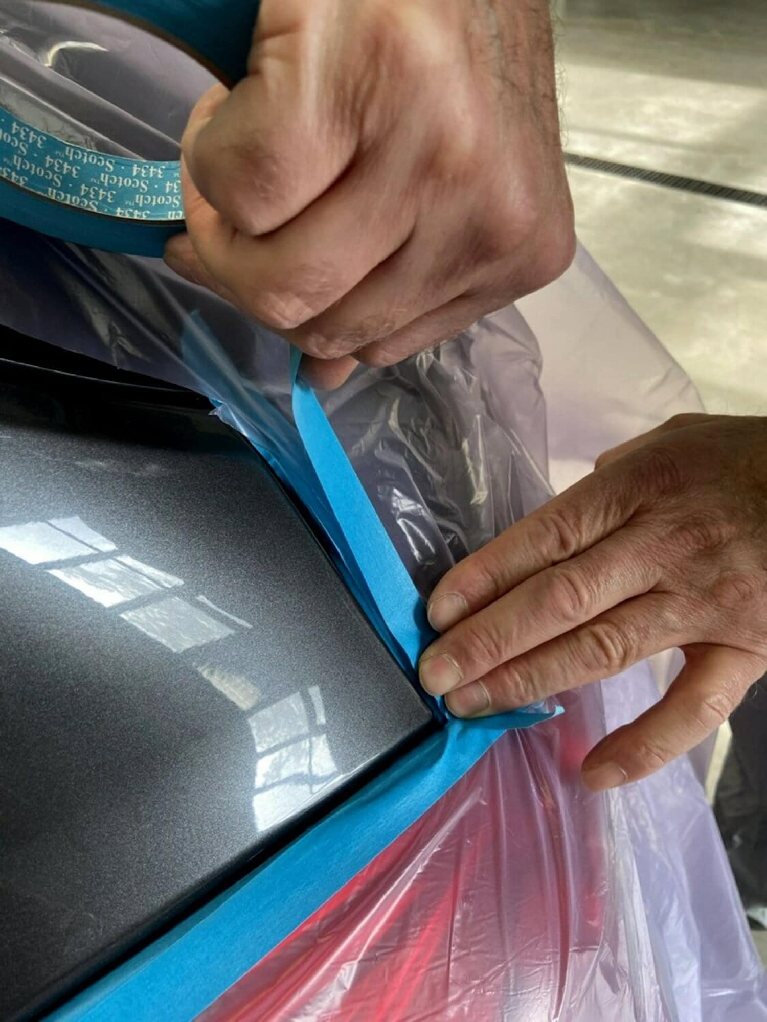 3M™ Scotch® Abdeckband 3434, 48 mm x 55 m, 0,18 mm, Blau, Rückstandsfrei, Hochleistungs Kreppabdeckband, Beliebt für Autoreparatur