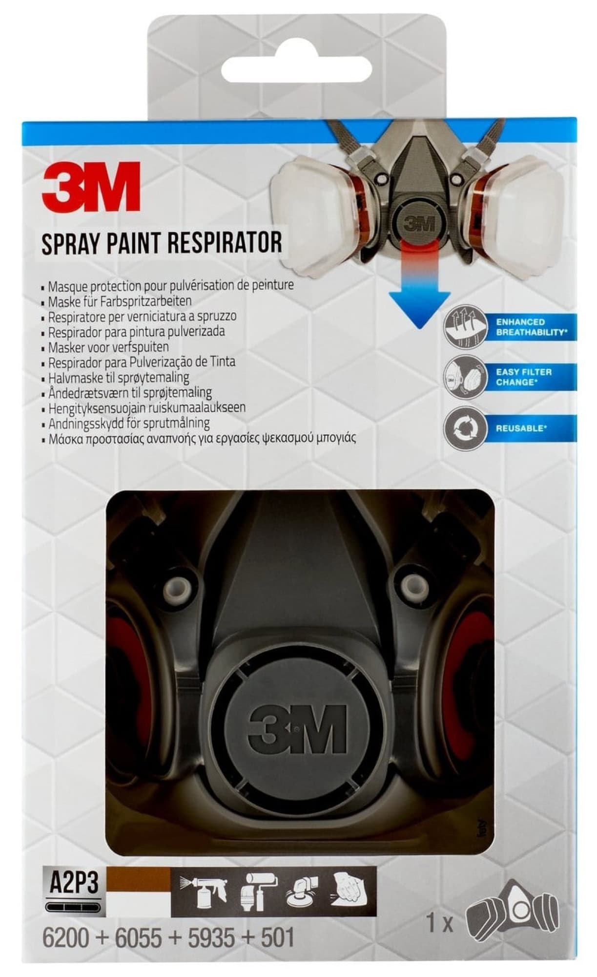 3M™ Respirador para pintura pulverizada 6002, A2P2, 1 kit