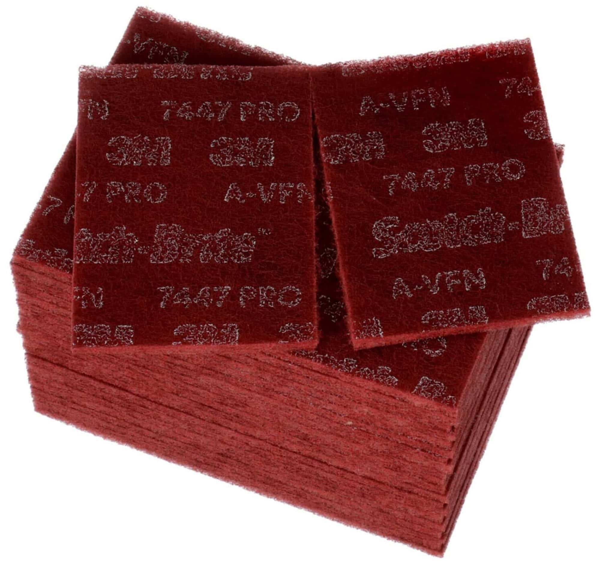 Scotch-Brite™ CF-HP 7447 PRO, Rot, 158 mm x 224 mm, P600 - P800, A, Sehr fein, Handpads mit Aluminiumkorn, für Reinigungs- und Finisharbeiten