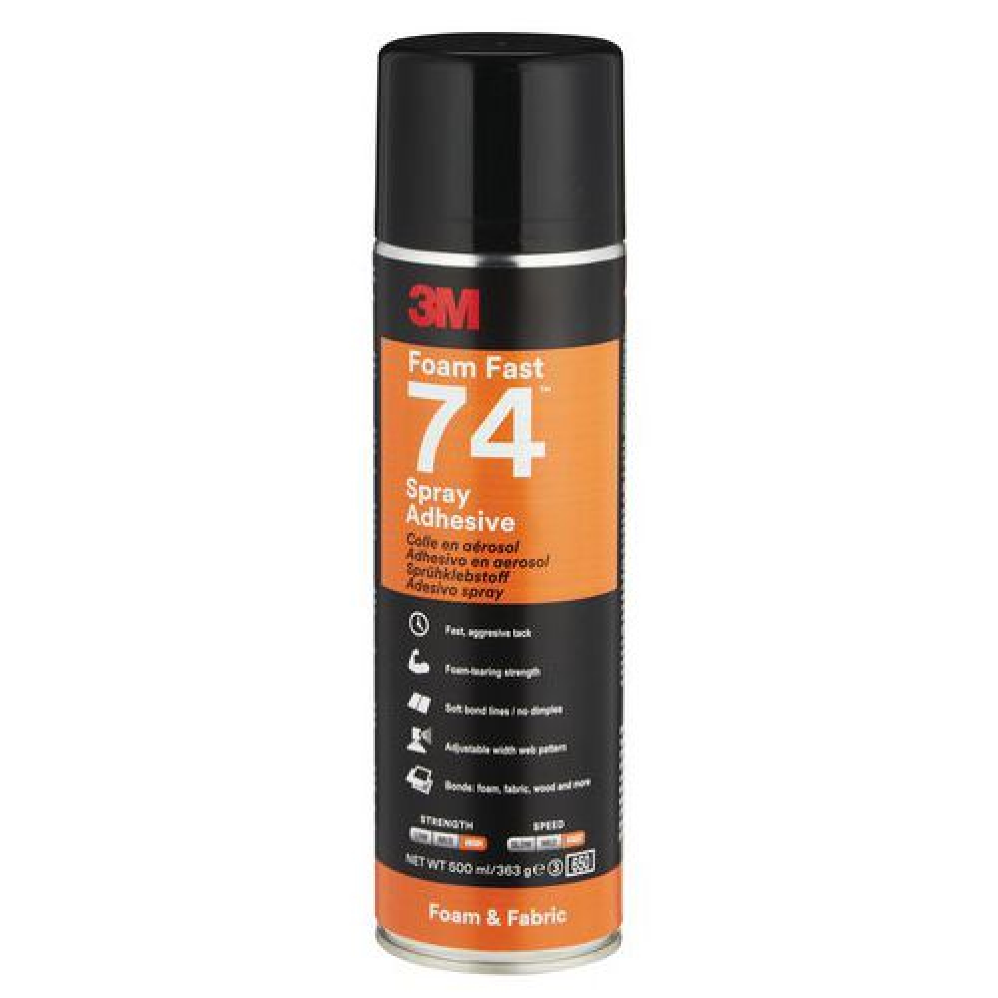 3M Foam Fast 74 Sprühkleber Spray Orange, Dose 500 ml, für