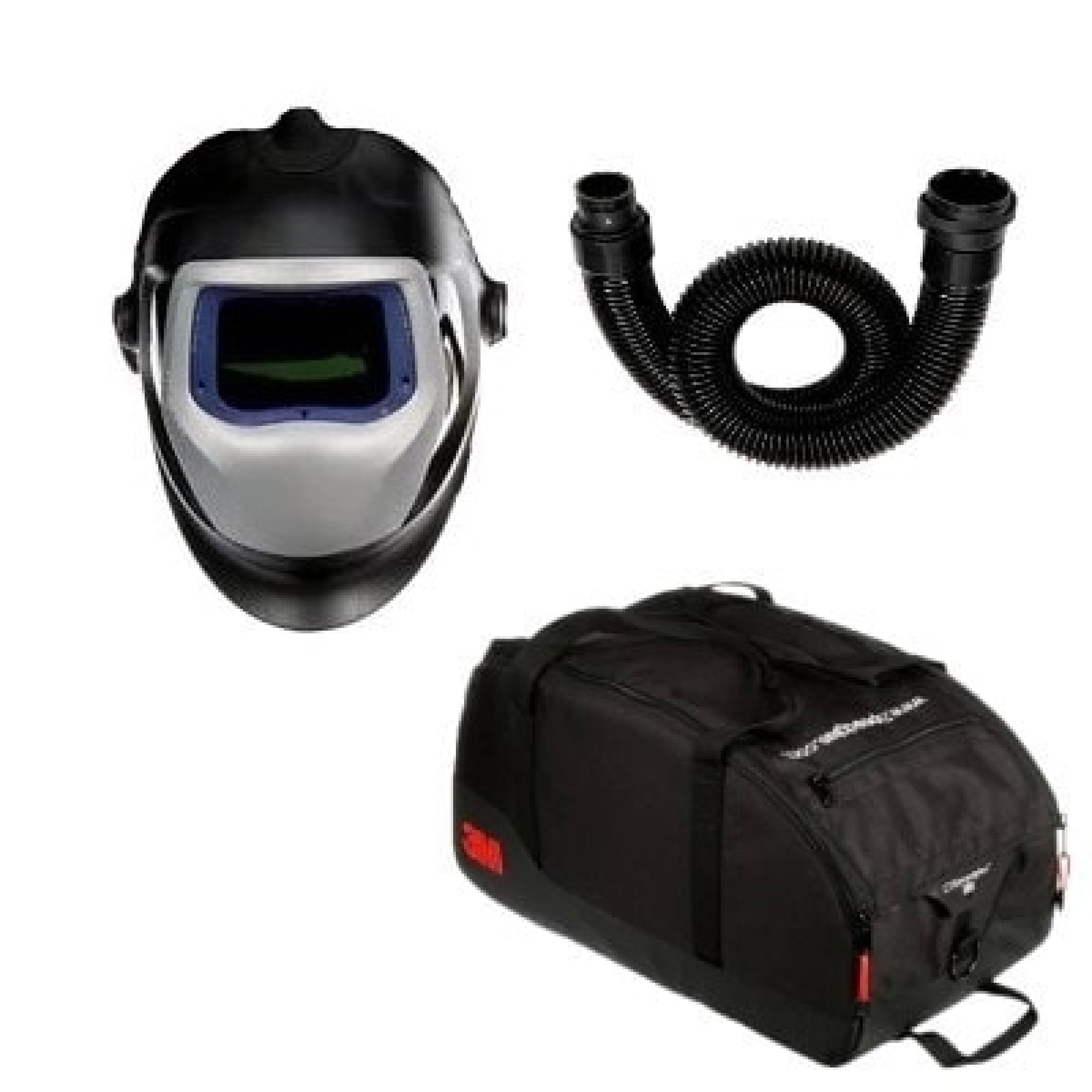 3M™ Speedglas™ 9100 Air mit Schweißfilter 9100V und Versaflo™ V-500E Drucklufteinheit, 3B, H568505, inkl. QRS-Luftschlauch und Tasche, Schweißmaske mit Kopfband; Teile: [H568500 + H500005]