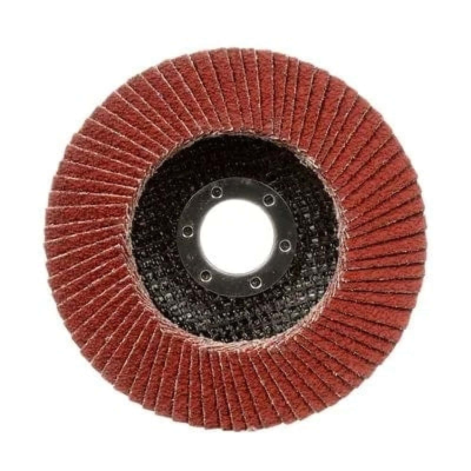 3M™ Cubitron™ II 967A 65068, Ø 115 mm x ø 22 mm, 80+, 13.200 U./Min., Typ 27 Flach, Fächerschleifscheibe mit Präzisions-Keramikkorn, Für Abtragsarbeiten