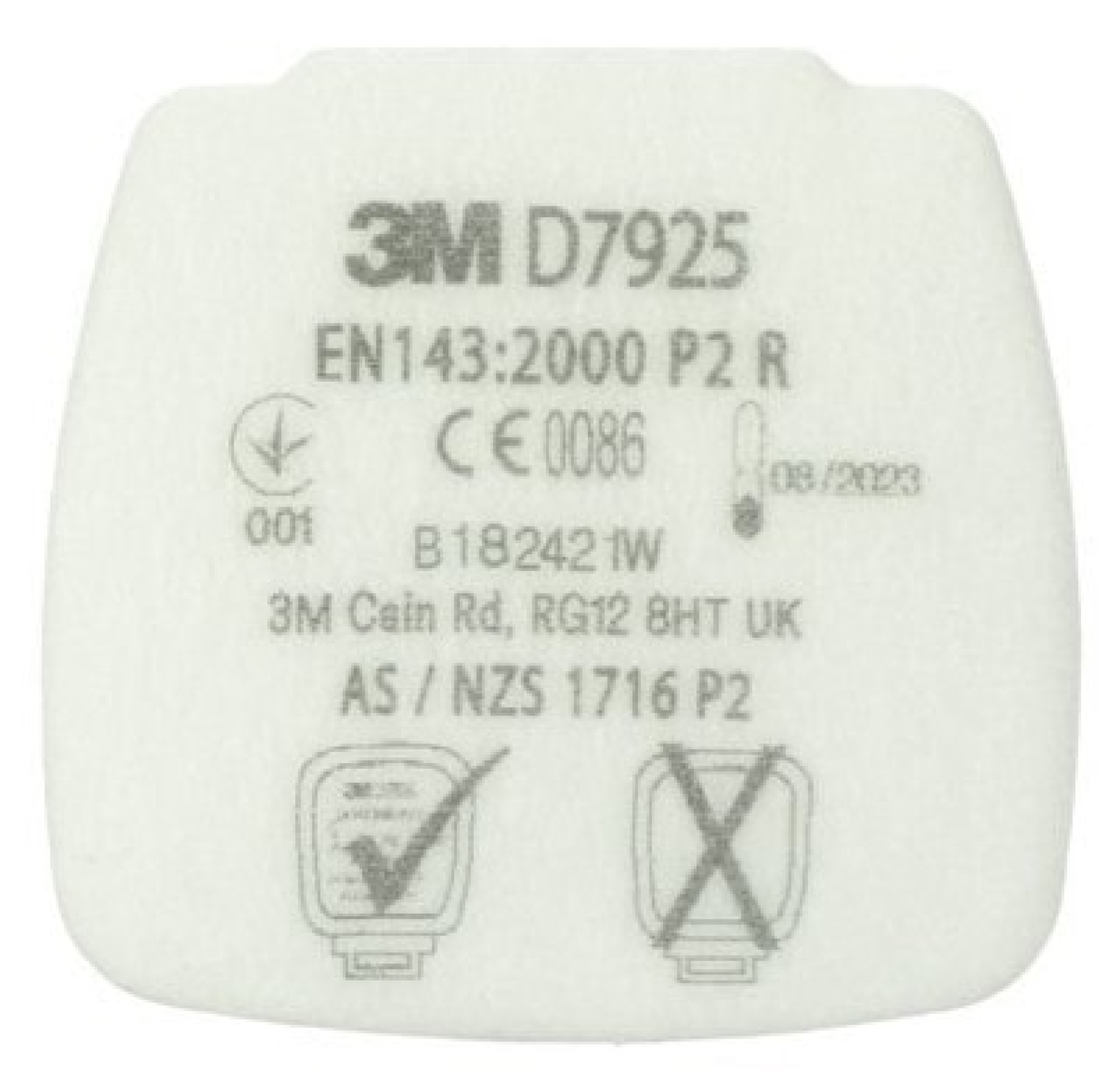 3M™ Secure Click™ Partikel-Einlegefilter D7925, P2 R, Kompatibel zu 3M™ D701 Filterdeckel, Einlegefilter gegen feste & flüssige Partikel
