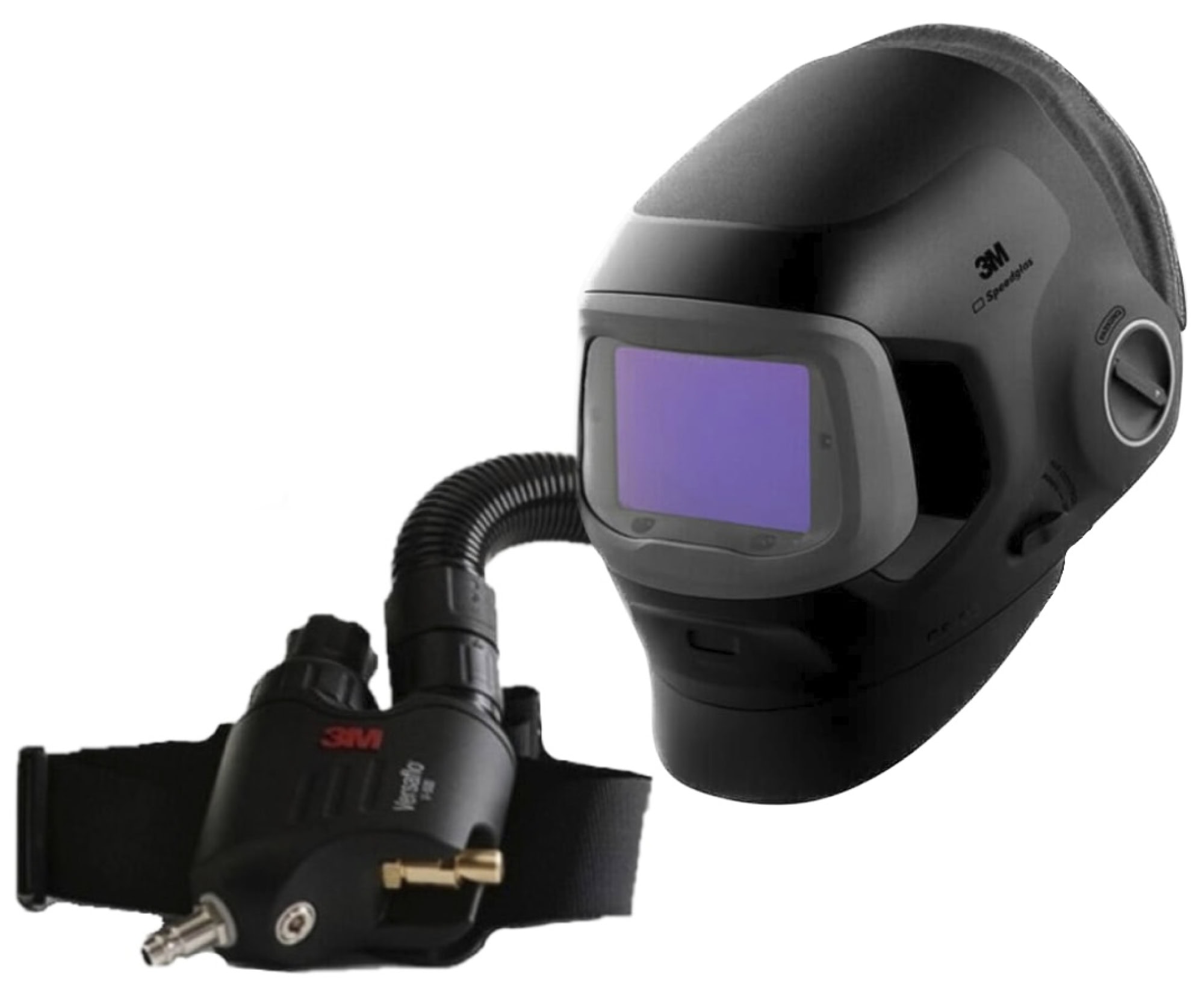 3M™ Speedglas™ Schweißmaske G5-03 Pro Air mit Schweißfilter G5-01/03NC und Versaflo™ V-500E Drucklufteinheit, 632811, inkl. QRS-Luftschlauch und Tasche, TH3, 4A/3B, Kopfband + Textilkopfschutz, Für natürliche Farben; Teile: [632800 + 630010 + V500E]