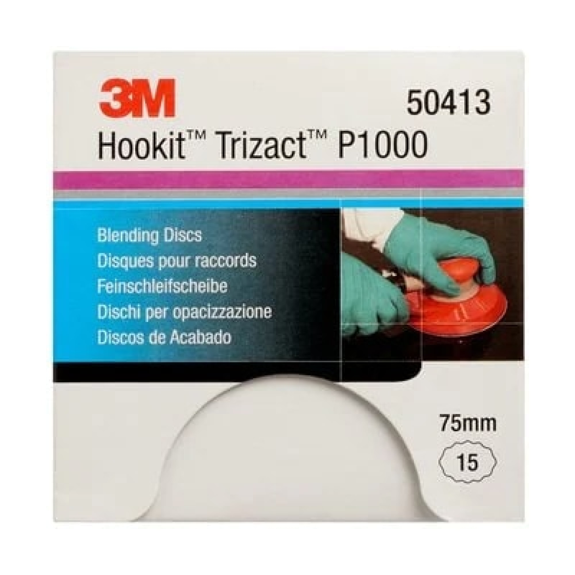 3M™ Trizact™ Hookit™ 443SA E50413, Ø 75 mm, P1000, Dunkelgrau, Kletthaftend, Feinschleifscheibe mit Siliziumkorn