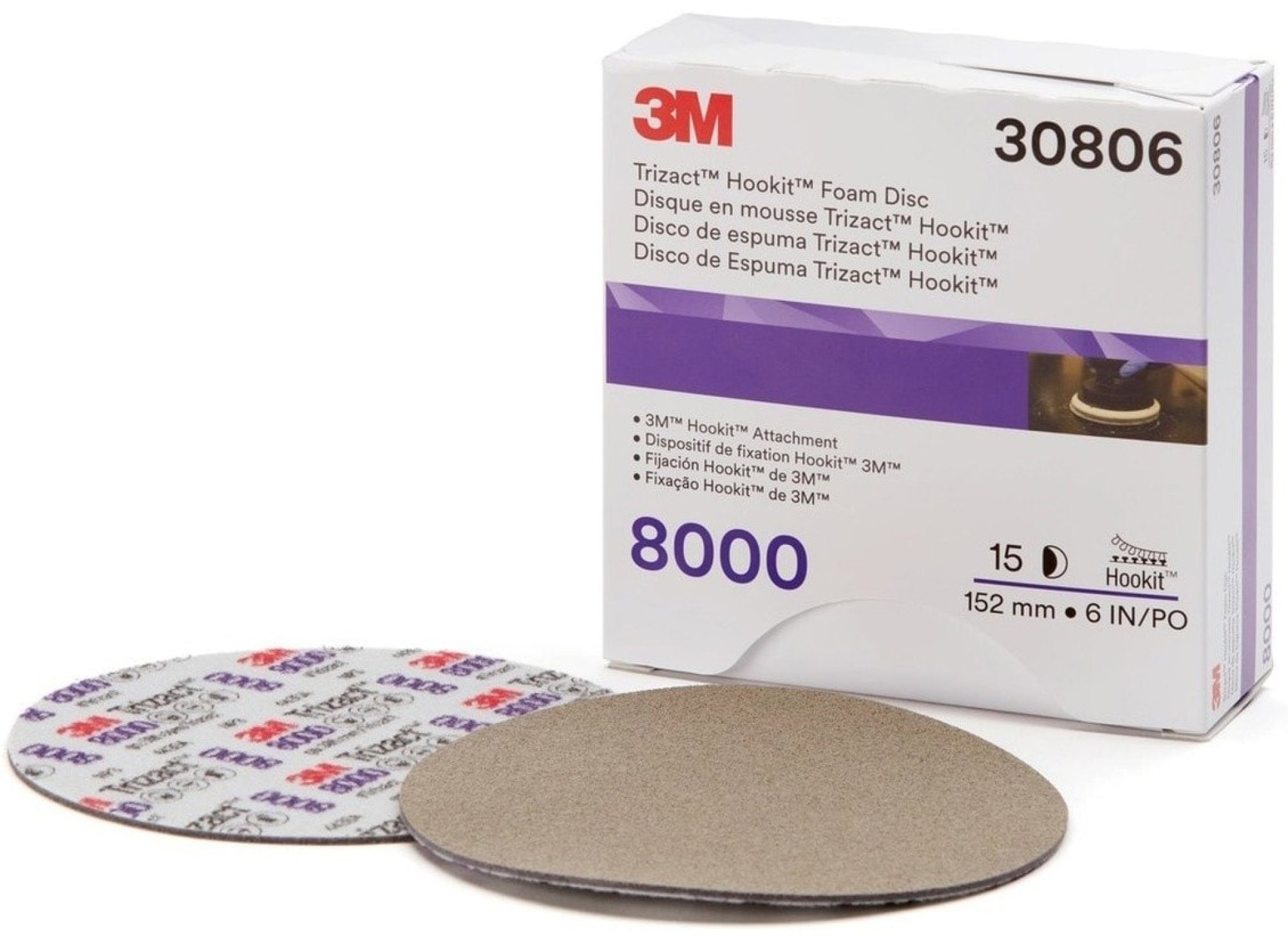 3M™ Trizact™ Hookit™ 443SA 30804, Ø 75 mm, P8000, Braun, Kletthaftend, Feinschleifscheibe mit Siliziumkorn