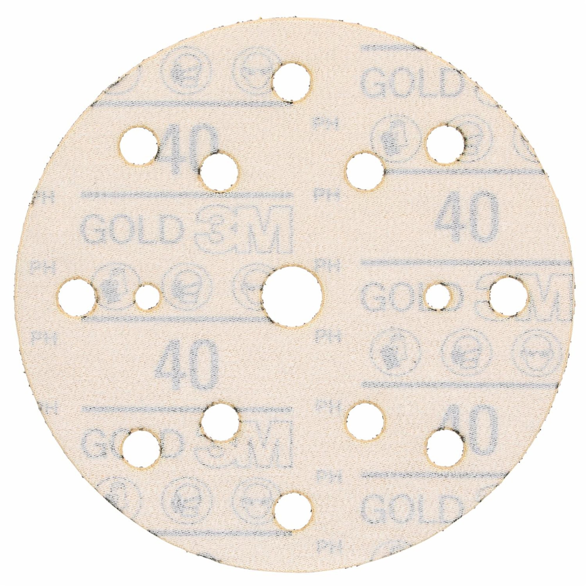 Preview: 3M™ Hookit™ Schleifscheibe Gold 288U 51542, Ø 150 mm, 40+, 15-fach Gelocht, Offene Streuung, A, Kletthaftend, D-Papierscheibe mit Aluminiumoxid, Ideal für die Automobilreparatur