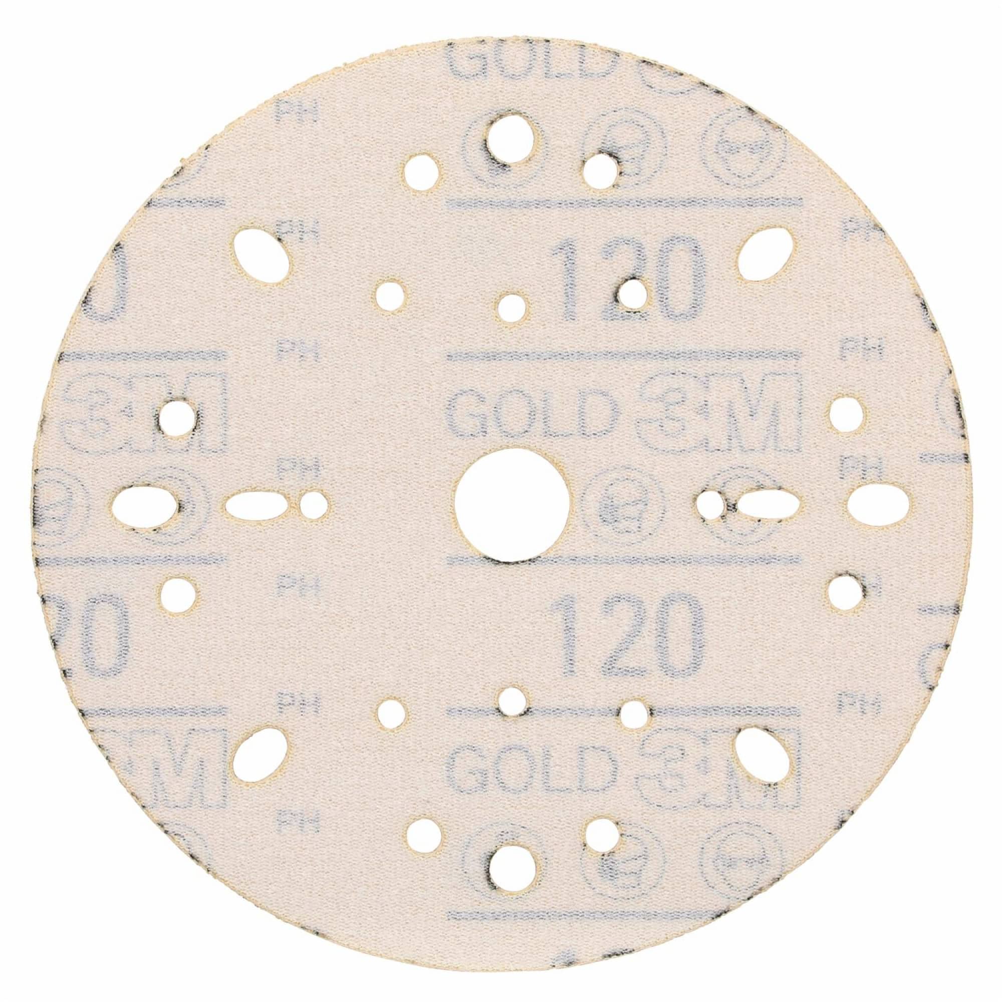 Preview: 3M™ Hookit™ Schleifscheibe Gold 288U 09282, Ø 150 mm, 120+, Multilochung, Offene Streuung, A, Kletthaftend, D-Papierscheibe mit Aluminiumoxid, Ideal für die Automobilreparatur