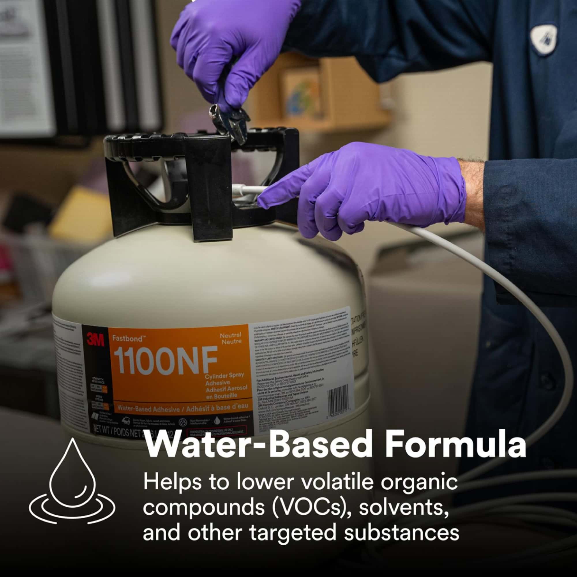 3M™ Fastbond™ Dispersion Schaumklebstoff 1100 NF, 3,785 Liter / 1 Gallon, Transparent,  1% VOC, Lösemittelfrei, Wasserbasierter Dispersionsklebstoff auf Acrylatbasis