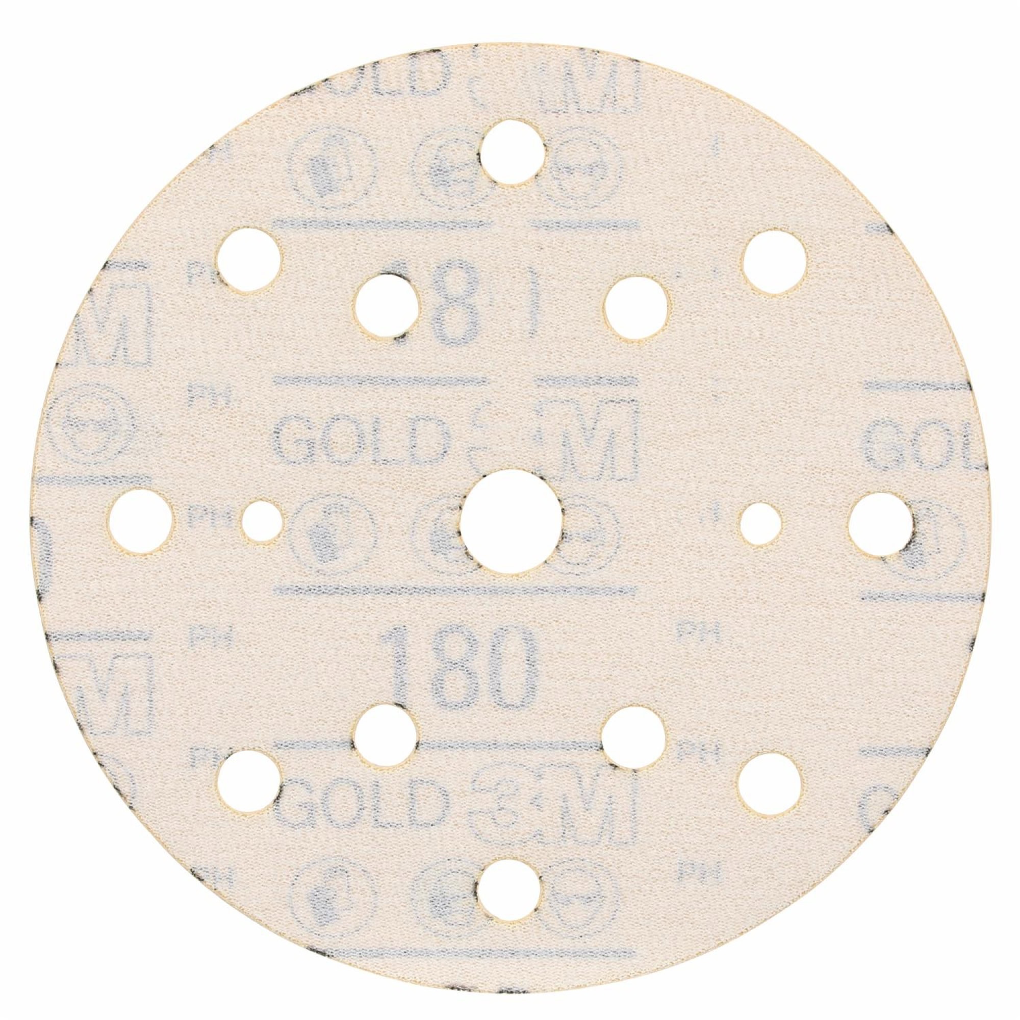 Preview: 3M™ Hookit™ Schleifscheibe Gold 288U 51547, Ø 150 mm, 180+, 15-fach Gelocht, Offene Streuung, A, Kletthaftend, D-Papierscheibe mit Aluminiumoxid, Ideal für die Automobilreparatur