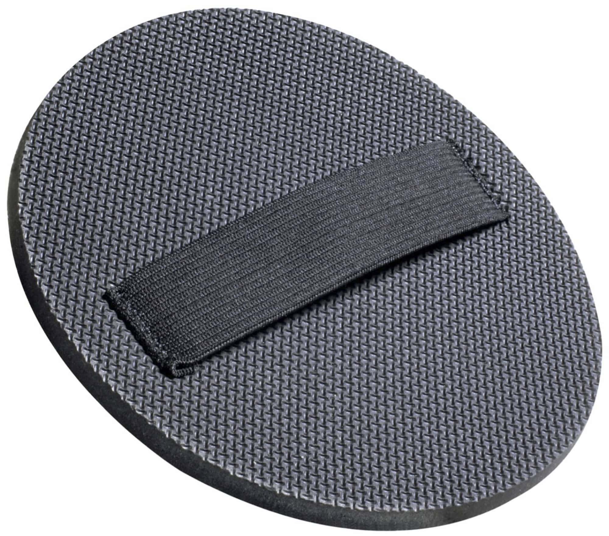 3M™ Hookit™ Handpad 05791, Ø 150 mm, 6 mm Dicke, Schwarz, Ungelocht, Kletthaftend, Handschleifteller mit Gummiband Lasche, Für Reinigungs- und Vorbereitungsarbeiten an Werkstücken