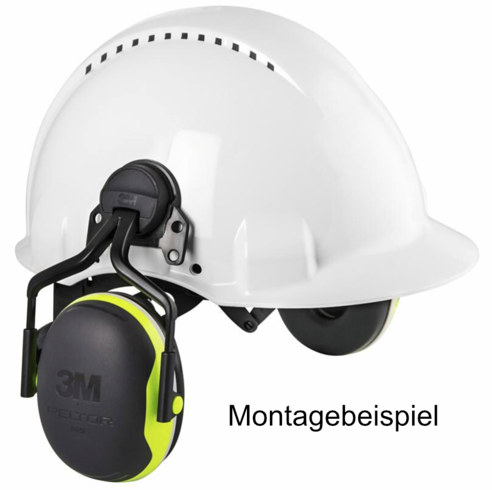 3M™ PELTOR™ X4P5E Helmkapselgehörschutz, Für extrem laute Arbeitsumgebungen, SNR = 31 dB, Hi-Viz Grün/Schwarz, P5 Dielektrischer Adapter, Helmbefestigung