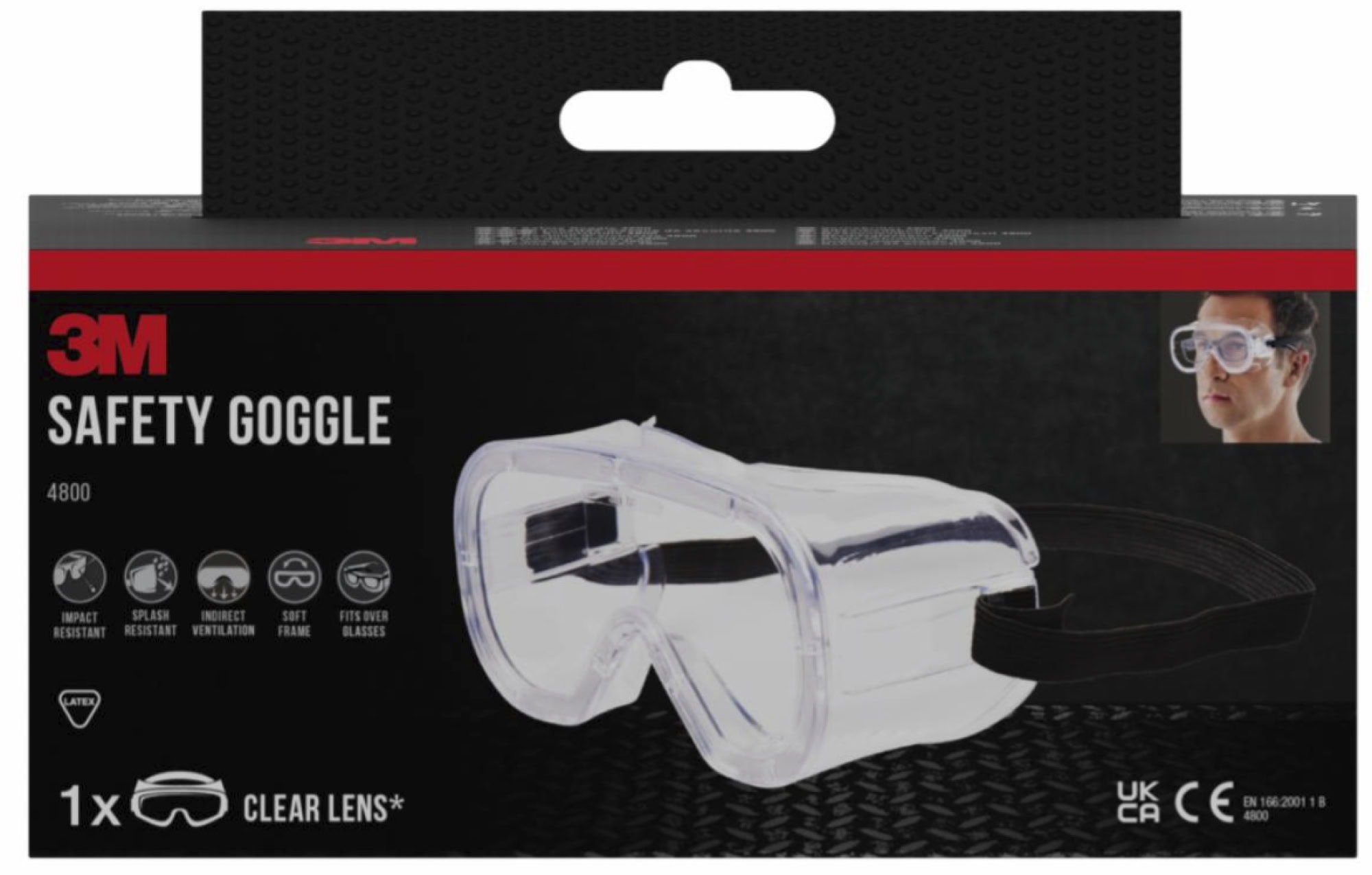 3M™ Vollsichtschutzbrille 4800, Klar, AF/UV, 2C-1.2 3M 1 B N, Belüftete Vollsichtbrille aus Polycarbonat