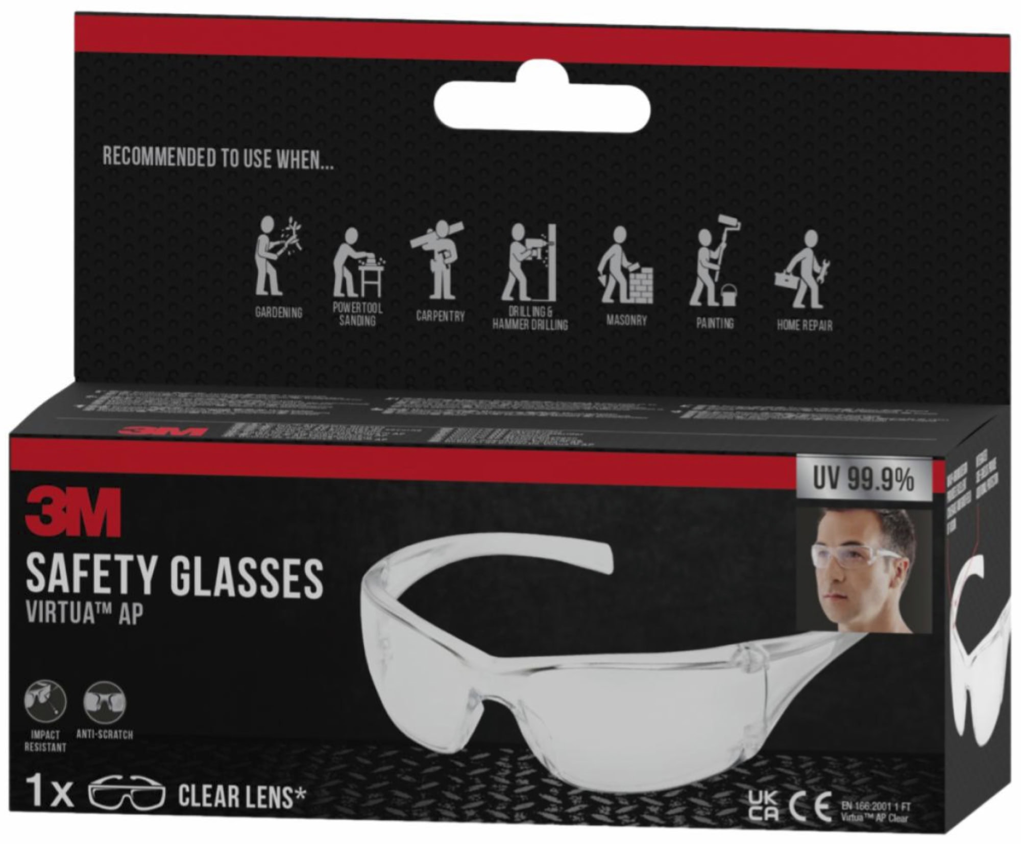 3M™ Virtua™ AP, VIRC-1, Klar, AS/UV, 2-1.2 3M 1 FT K, Schutzbrille aus Polycarbonat