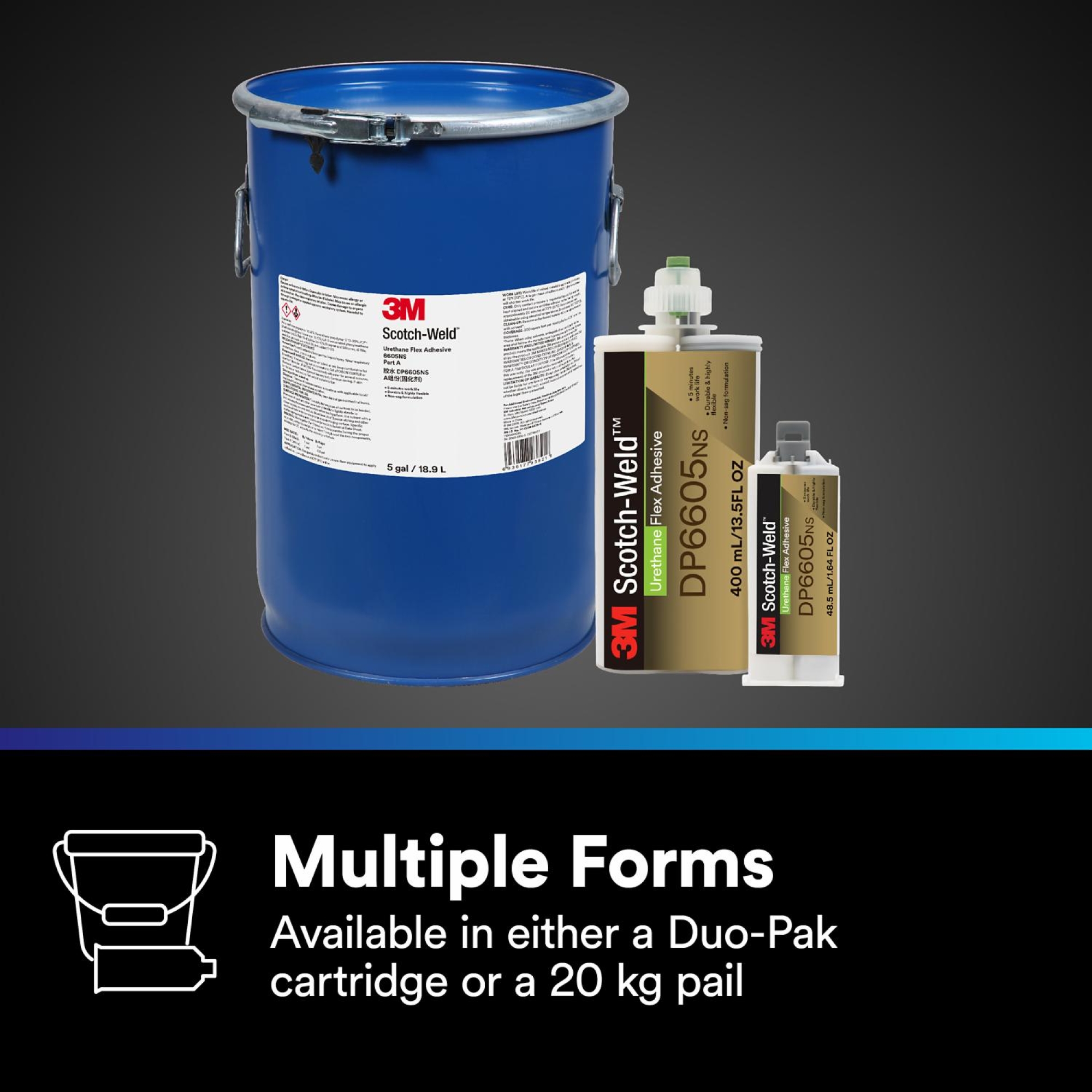 3M™ Scotch-Weld™ 2K Klebstoff DP 6605 NS, 48,5 ml, Schwarz, Standfest, 1:1, Flexibler 2-Komponenten-Konstruktionsklebstoff auf Polyurethanbasis für das EPX System