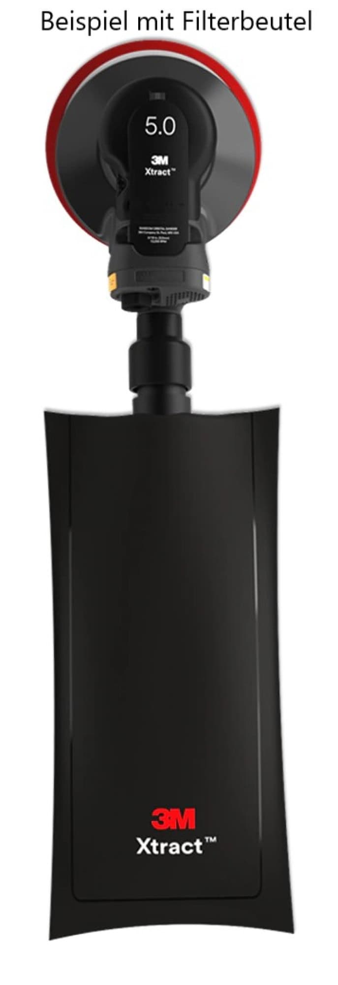 3M™ Xtract™ 88946, Druckluft, Ø 125 mm, 5 mm Schleifhub, 5/16"-Gewinde, Eigenabsaugung, 0,28 PS / 206 Watt, Integrierte Absaugung für Filterbeutel, Druckluft Exzenterschleifer