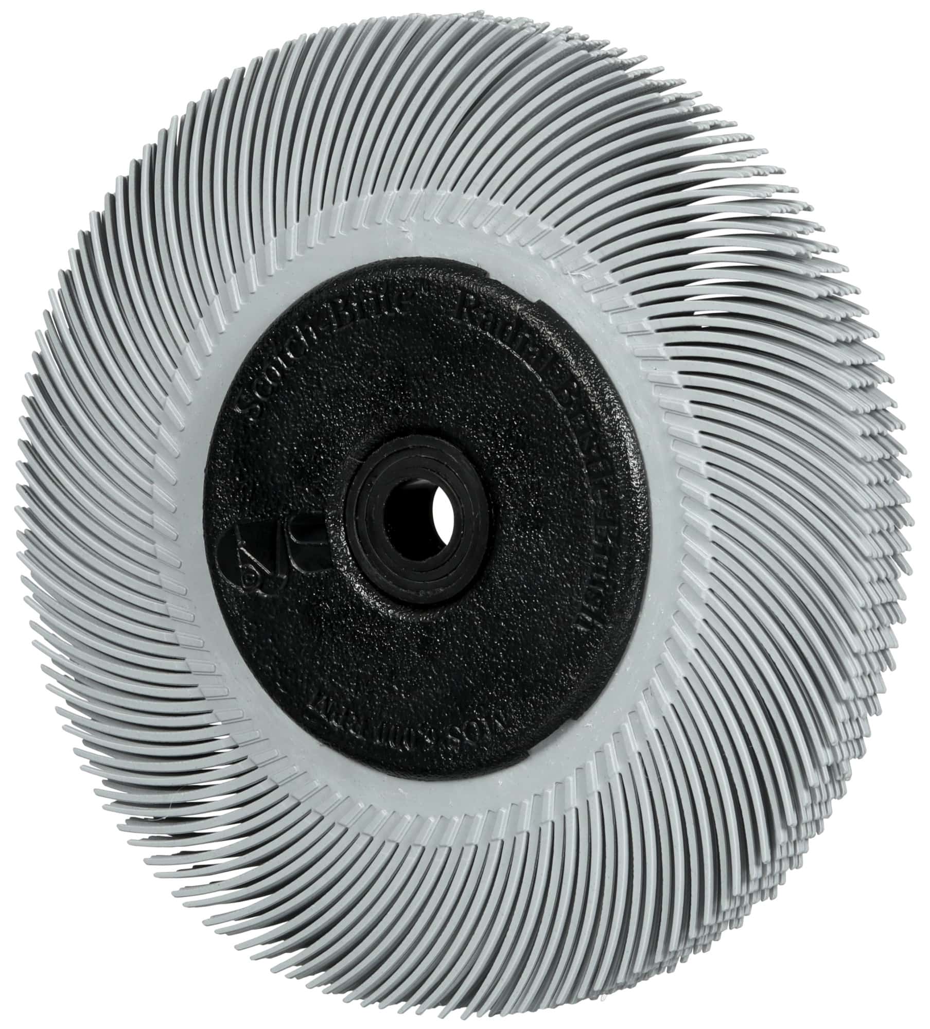 3M™ Scotch-Brite™ Präzisions Radialborstenbürste PN-RB 7100374845, Ø 150 mm x ø 12 mm, Breite: 25 mm, 120+, Typ A (Schräge Borsten), Mit Adapter, Grau, 6.000 U./Min., Für Reinigungs- und Entgratungsarbeiten