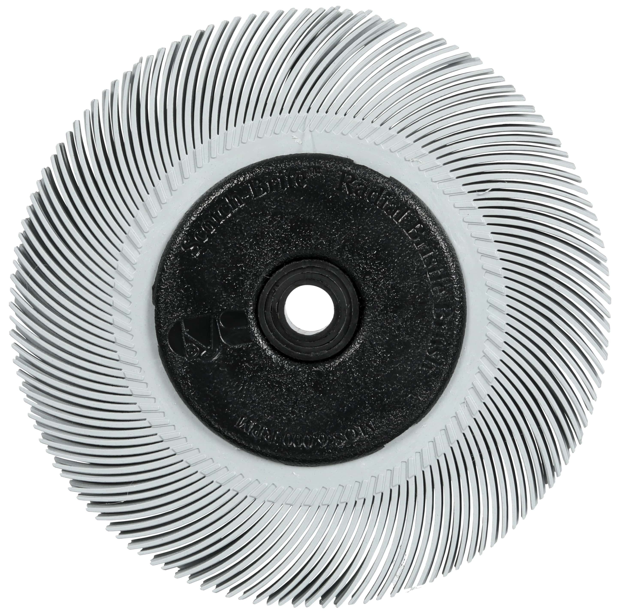 3M™ Scotch-Brite™ Präzisions Radialborstenbürste PN-RB 7100374845, Ø 150 mm x ø 12 mm, Breite: 25 mm, 120+, Typ A (Schräge Borsten), Mit Adapter, Grau, 6.000 U./Min., Für Reinigungs- und Entgratungsarbeiten