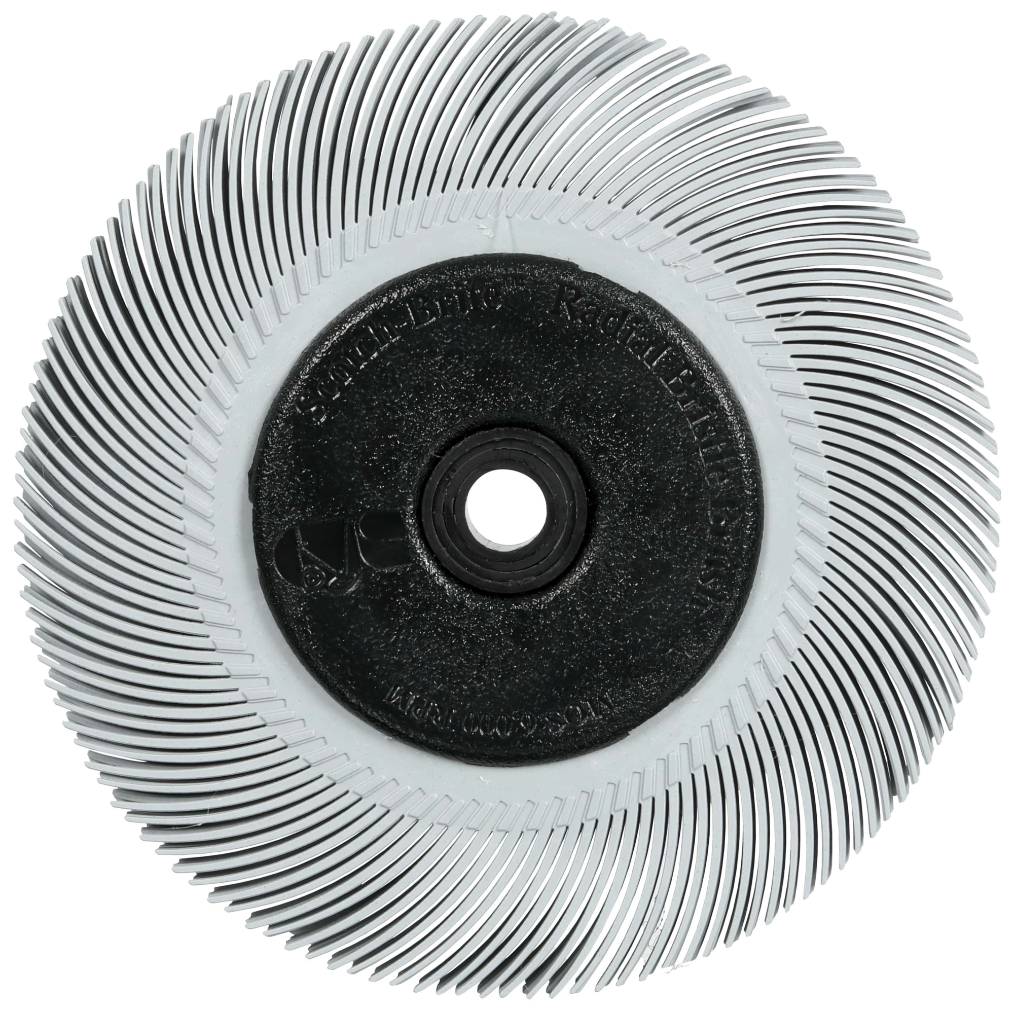 3M™ Scotch-Brite™ Präzisions Radialborstenbürste PN-RB 7100374853, Ø 194 mm x ø 32 mm, Breite: 25 mm, 120+, Typ C (Gebogene Borsten), Mit Flansch, Grau, 6.000 U./Min., Für Reinigungs- und Entgratungsarbeiten