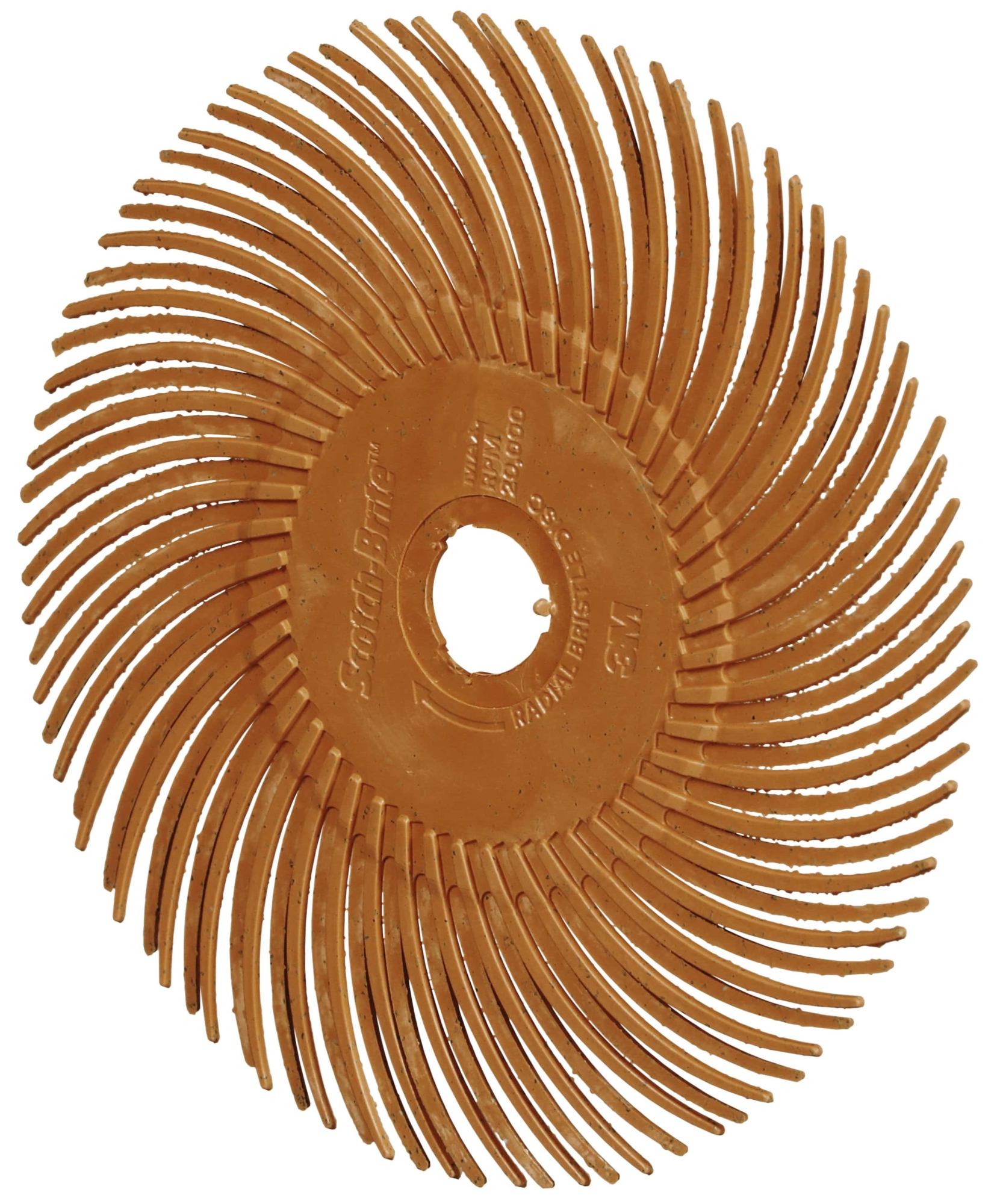 3M™ Scotch-Brite™ Präzisions Radialborstenbürste PN-RB 7100374911, Ø 50 mm x ø 10 mm, 80+, Typ C (Gebogene Borsten), Orange, 25.000 U./Min., Für Reinigungs- und Entgratungsarbeiten