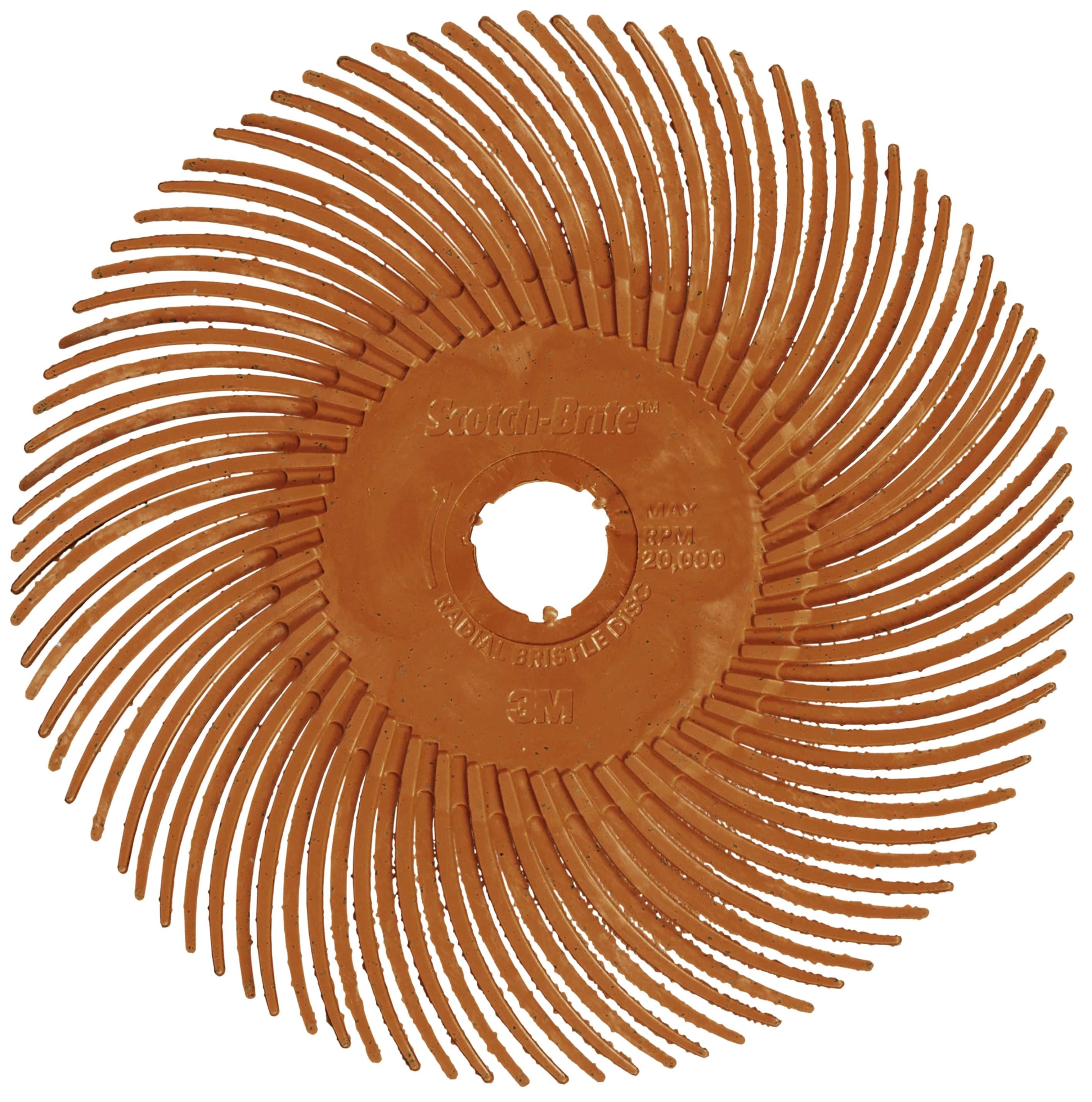 3M™ Scotch-Brite™ Präzisions Radialborstenbürste PN-RB 7100375403, Ø 75 mm x ø 10 mm, 80+, Typ C (Gebogene Borsten), Orange, 20.000 U./Min., Für Reinigungs- und Entgratungsarbeiten