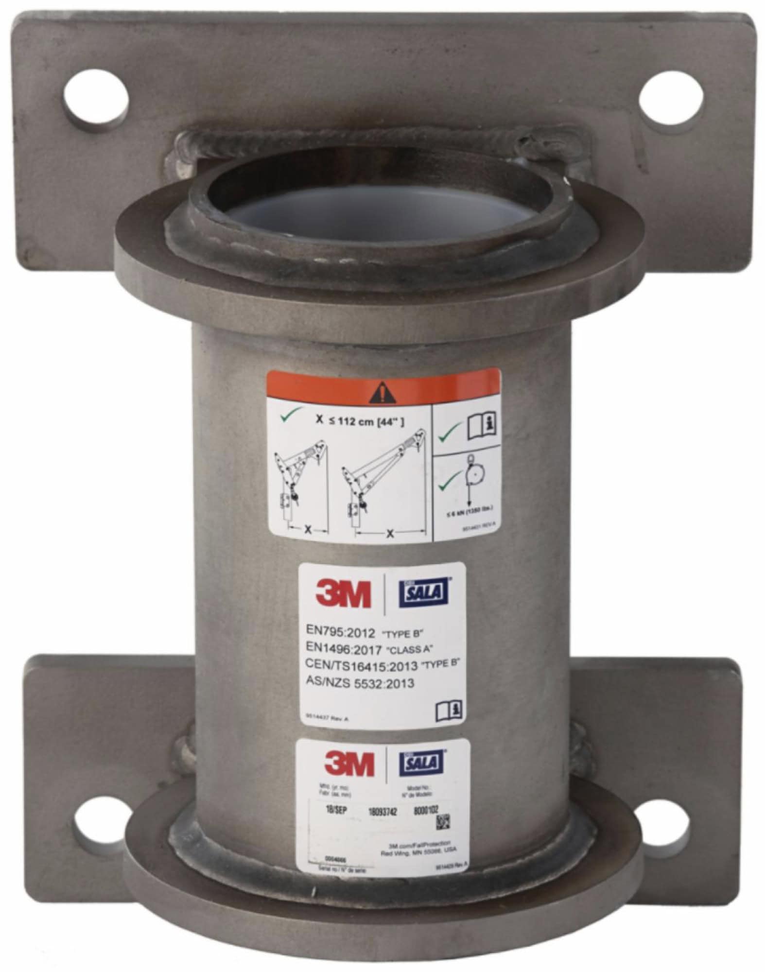 Preview: 3M™ DBI-SALA® Wandhülse HC 8000102, Edelstahl Ausführung, 340 Kg Lastaufnahme, 15,70 Kg, Für die Aufnahme von Davitarmen