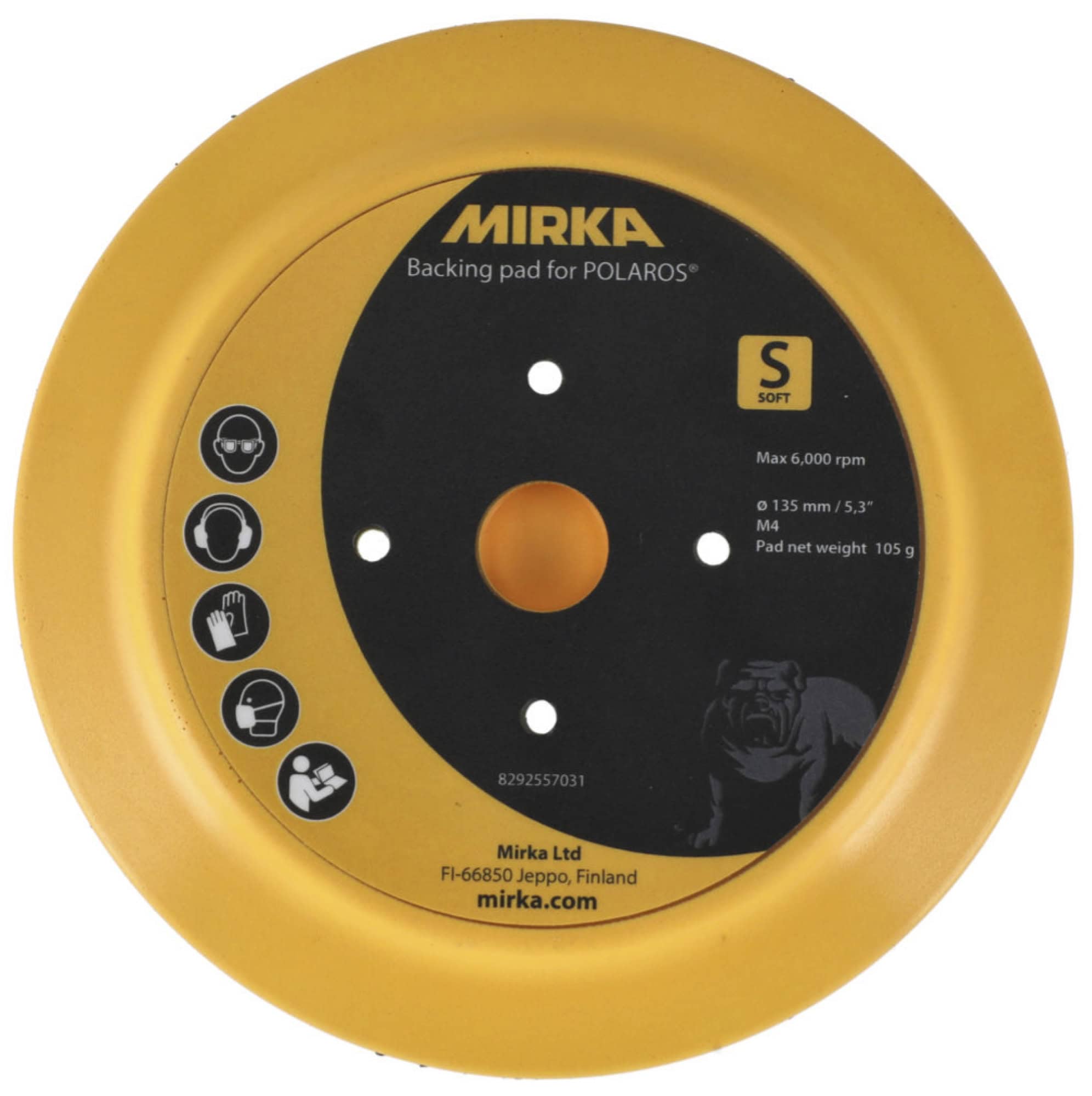 Mirka® POLAROS RP 600 Stützteller für Lammfellpads & weiche Polierpads 8292557031, Ø 150 mm, Weich, M4 Gewinde, Kletthaftend, Schwarz, Ideal für 150 mm Polierpads