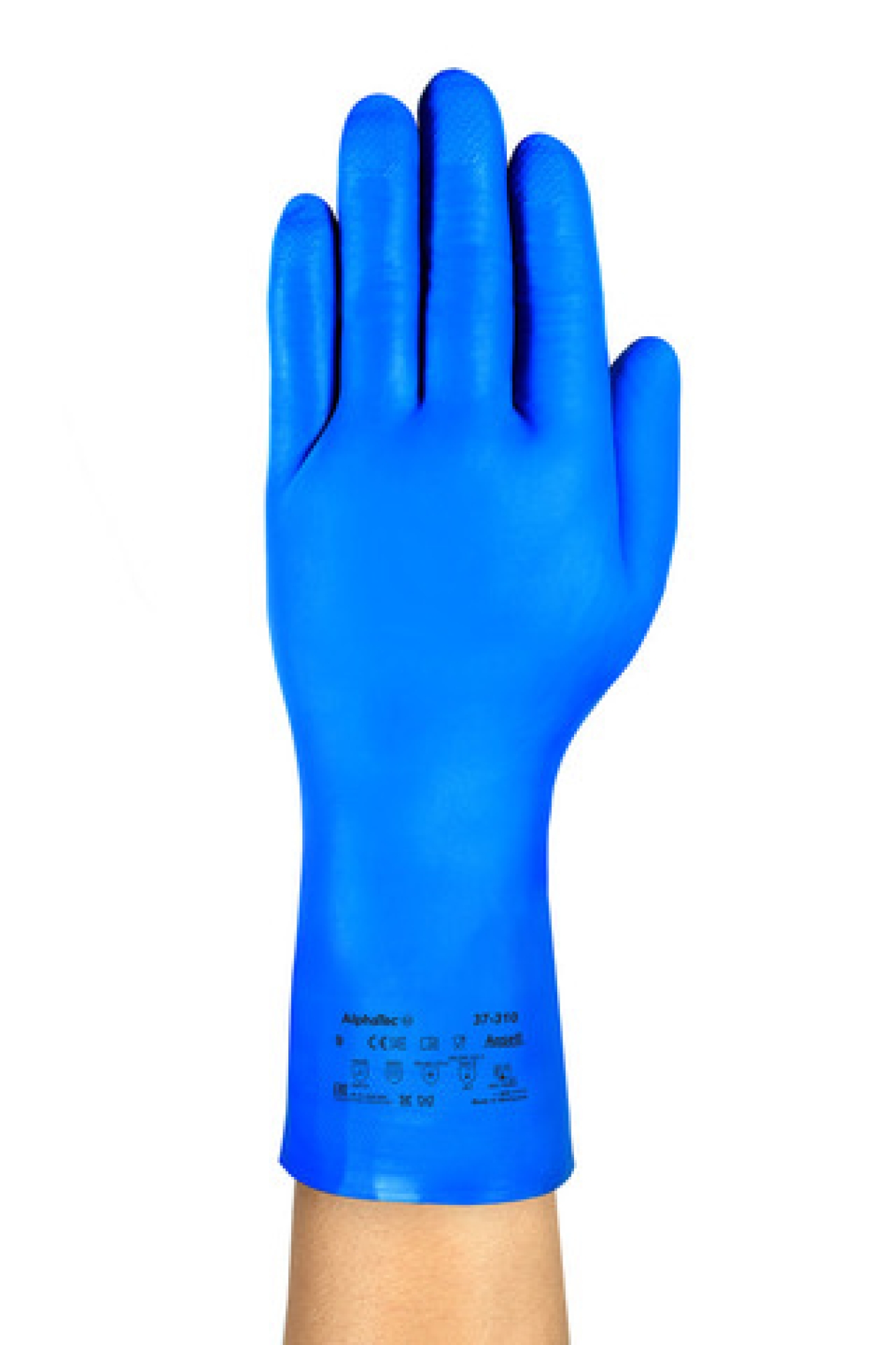 Preview: Ansell AlphaTec™ 37-310 Chemikalienschutzhandschuh 37310080, Dünner Chemikalienschutzhandschuh für Lebensmittelverarbeitung, Größe 8, Blau, 310 mm lang, Für hohe Fingerfertigkeit