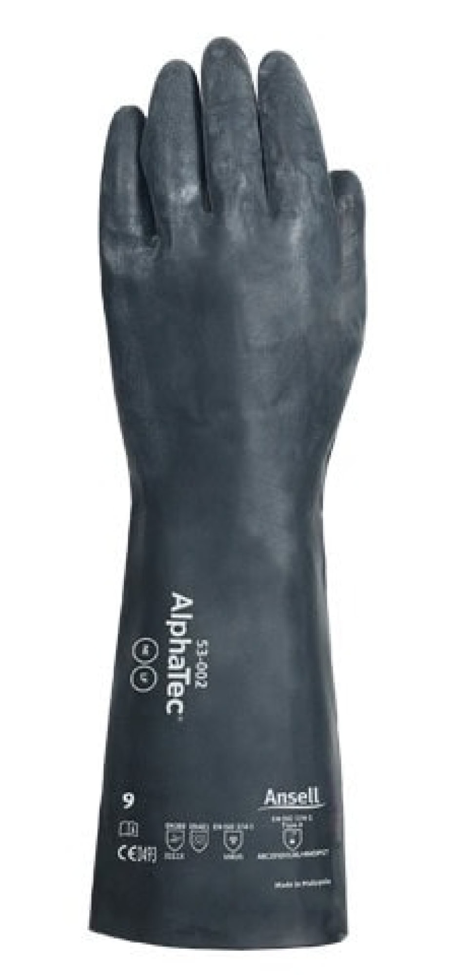 Preview: Ansell AlphaTec™ 53-002 Chemikalienschutzhandschuh 53002100, Für anspruchsvollen Chemikalienschutz in Industrie und Wartung, Größe 10, Schwarz, 350 mm lang, Mit MICROCHEM™ Chemical Barrier Technology