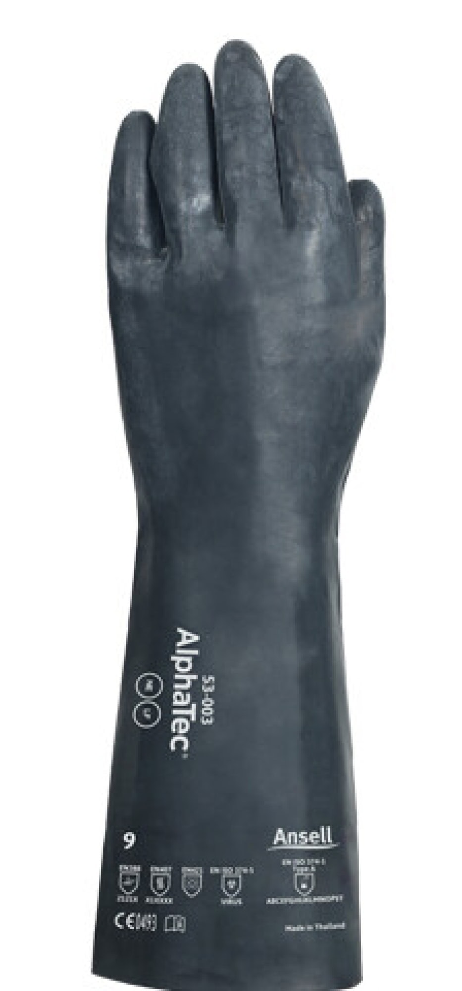 Preview: Ansell AlphaTec™ 53-003 Chemikalienschutzhandschuh 53003080, Für anspruchsvollen Chemikalienschutz mit mechanischer Beständigkeit, Größe 8, Schwarz, 350 mm lang, Mit MICROCHEM™ Chemical Barrier Technology