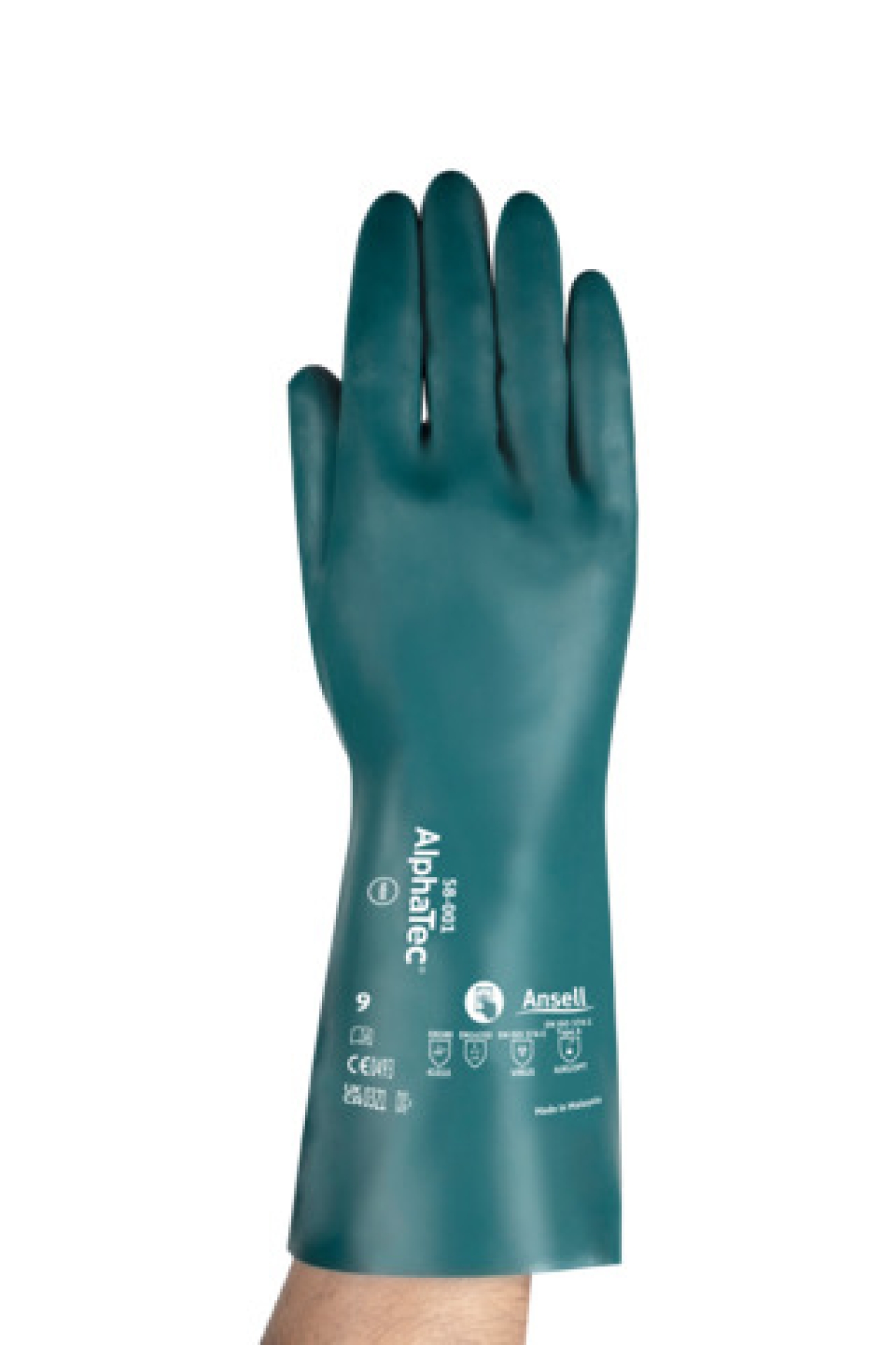 Ansell AlphaTec™ 58-001 ESD Chemikalienschutzhandschuh 58001080, Für Chemikalienschutz in ESD-Bereichen, Größe 8, Grün, 330 mm lang