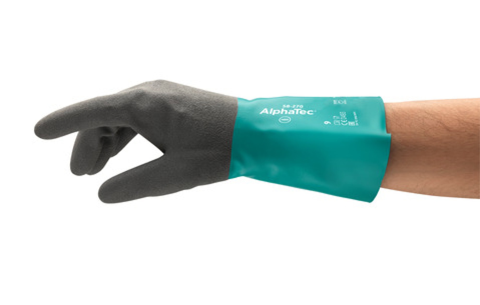 Ansell AlphaTec™ 58-270 Chemikalienschutzhandschuh 58270100, Für präzise Arbeiten mit Chemikalienschutz, Größe 10, Grau, 300 mm lang, mit Ansell GRIP™ Technologie