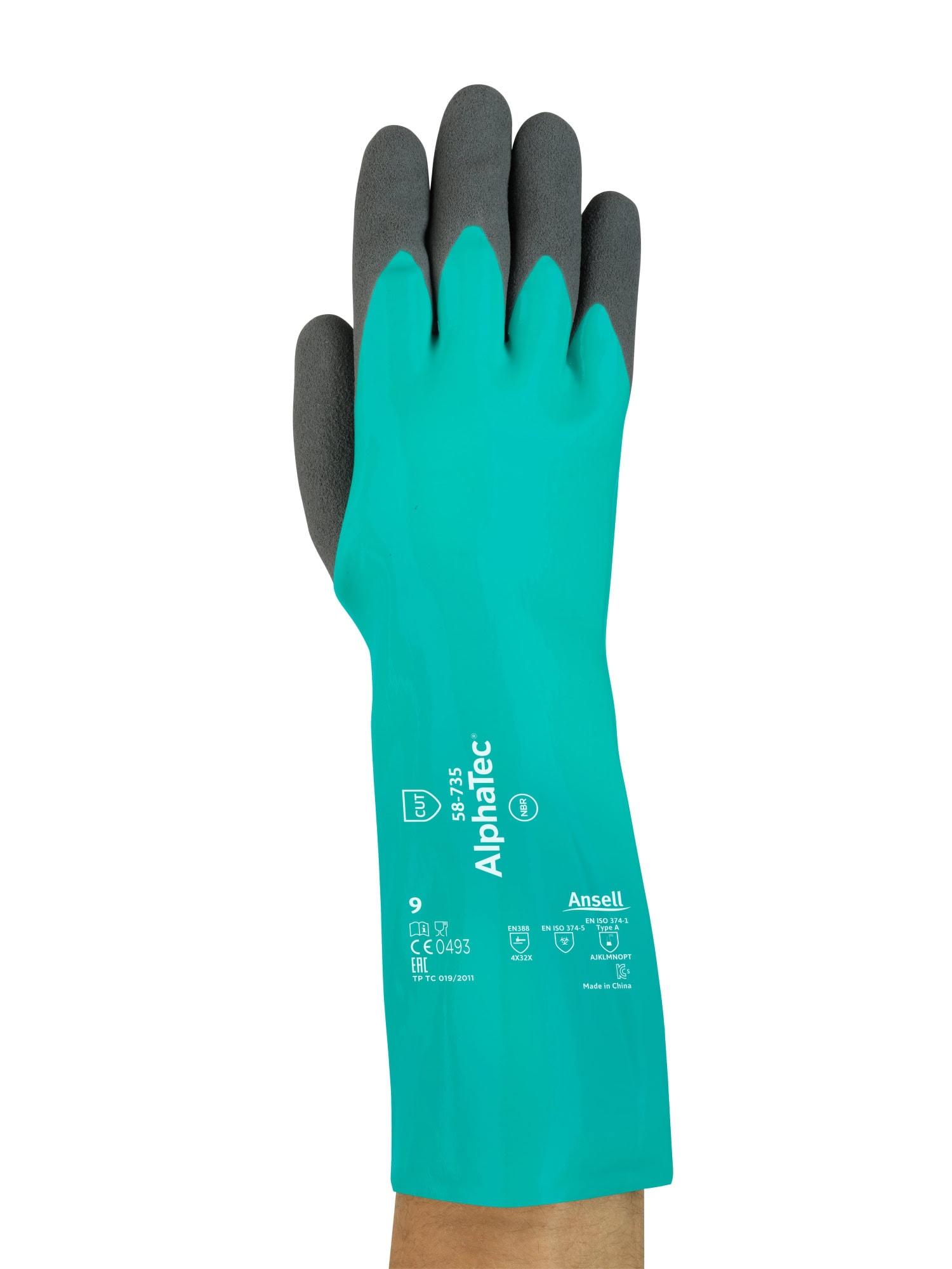 Ansell AnlphaTec™ 58-735 Chemikalienschutzhandschuh 58735060, Für Schnitt-& Chemikalineschutz, Größe 6, Grau, 350 mm lang, Mit INTERCEPT™ & Ansell GRIP™ Technologie