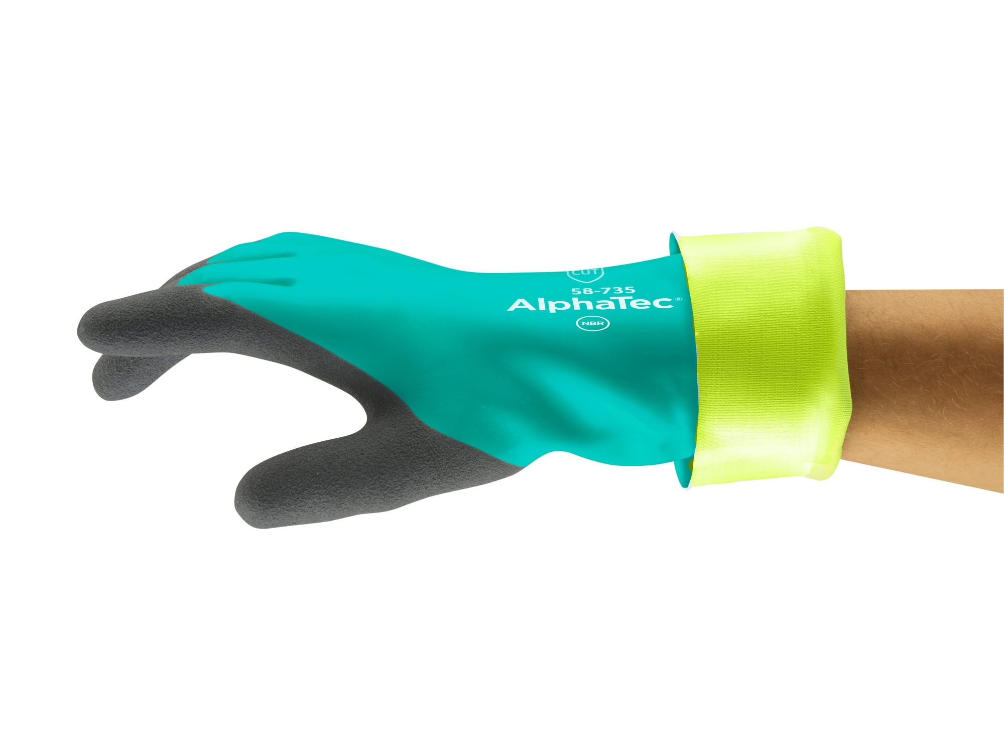 Ansell AnlphaTec™ 58-735 Chemikalienschutzhandschuh 58735090, Für Schnitt-& Chemikalineschutz, Größe 9, Grau, 350 mm lang, Mit INTERCEPT™ & Ansell GRIP™ Technologie
