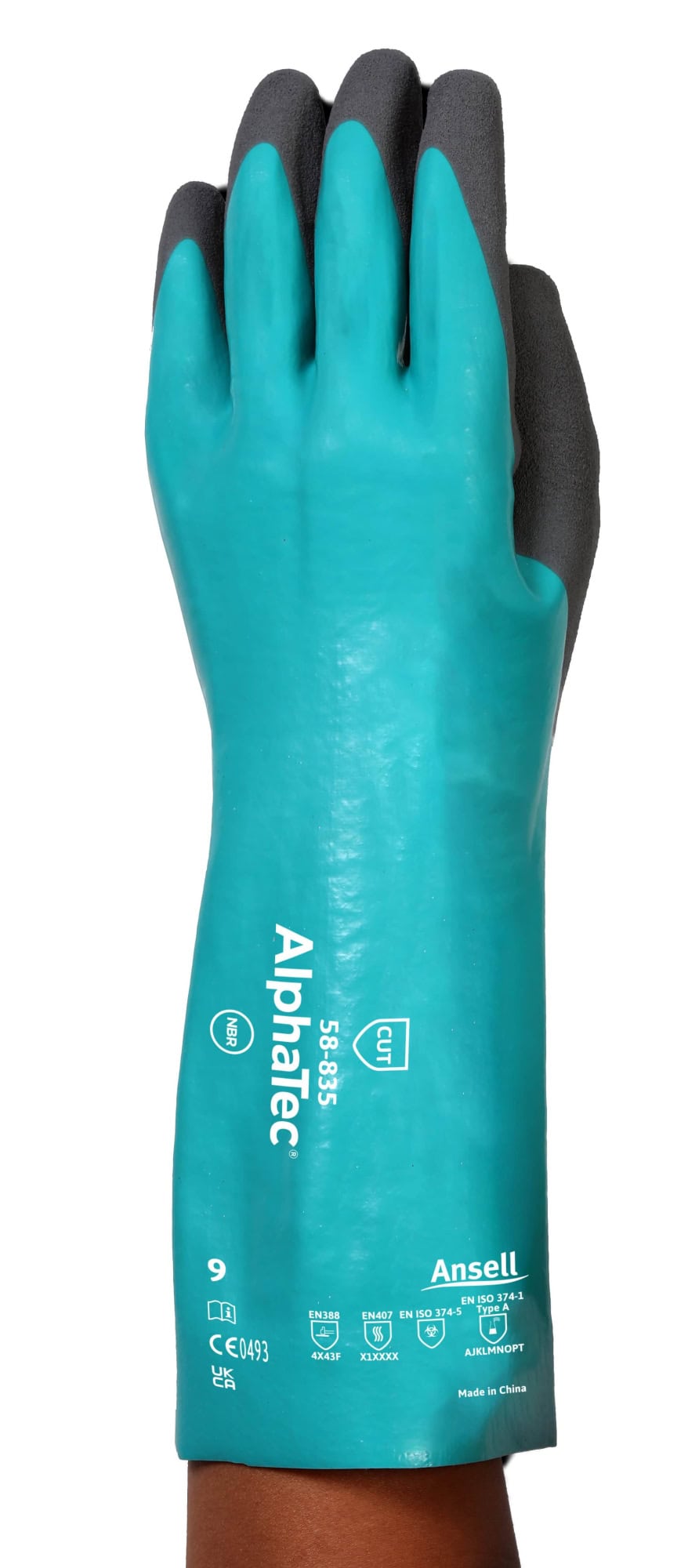 Preview: Ansell AlphaTec™ 58-835 Chemikalienschutzhandschuh 58835100, Für Schnitt- und Chemikalienschutz, Größe 10, Grau, 350 mm lang, Mit INTERCEPT™ und ANSELL GRIP™ Technologie