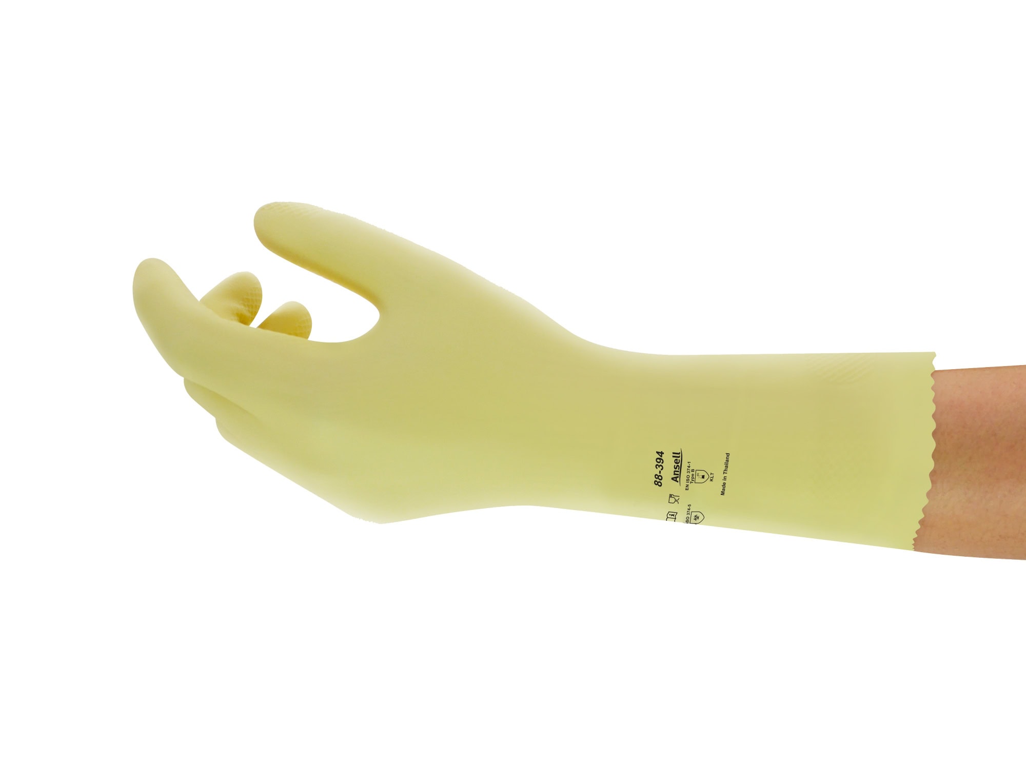 Ansell AlphaTec™ 88-394 Chemikalienschutzhandschuh 88394090BP, Für Lebensmittelverarbeitung, Größe 9, Gelb, 305 mm lang, Mit sicherem Grip und hoher Fingerfertigkeit