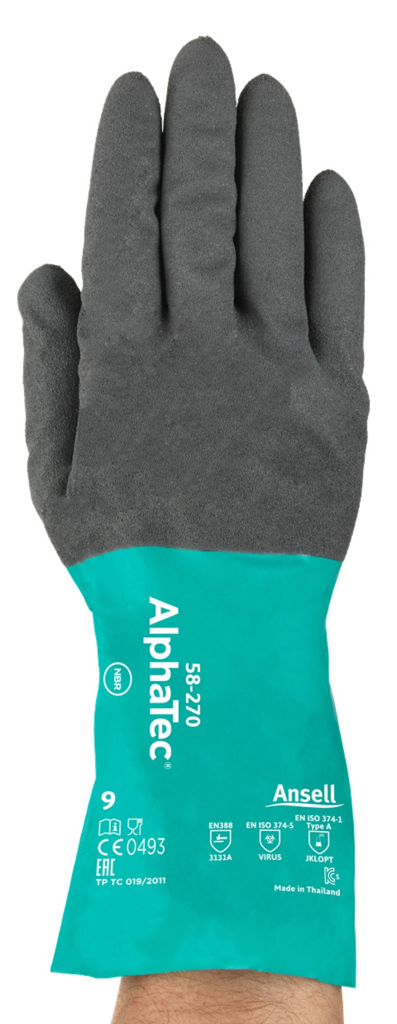 Preview: Ansell AlphaTec™ 58-270 Chemikalienschutzhandschuh 58270080, Für präzise Arbeiten mit Chemikalienschutz, Größe 8, Grau, 300 mm lang, mit Ansell GRIP™ Technologie