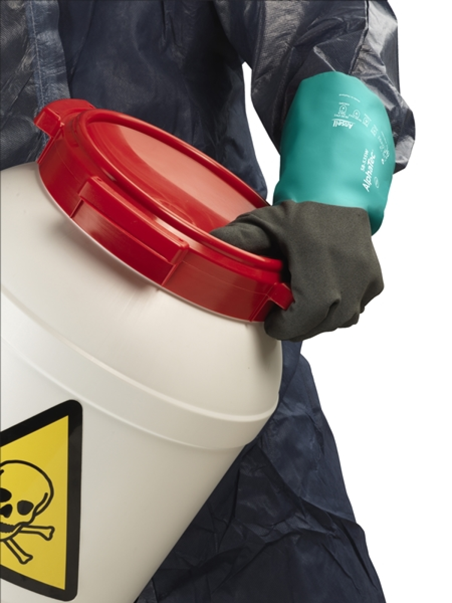 Ansell AlphaTec® 58-535W Chemikalienschutzhandschuh 58535W110, Für hohe Griffsicherheit bei Chemikalienkontakt, Größe 11, Grau, 340 mm lang, Mit Ansell Grip™ Technologie