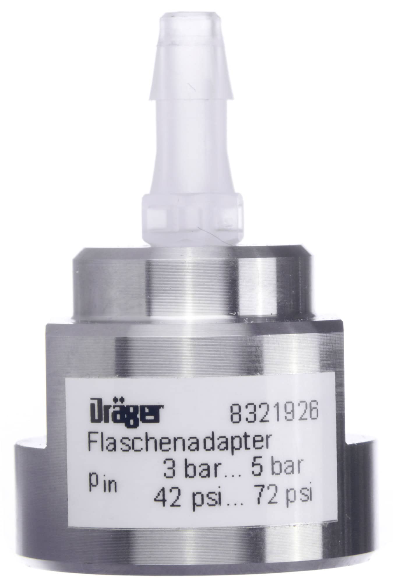 Dräger® Adapter C10 Mini-Can (5/8"x18) auf M4 Gewinde 8321926, Edelstahl, Geeignet für reaktive Gase, Für Dräger® Prüfgasflaschen und Regulierventile