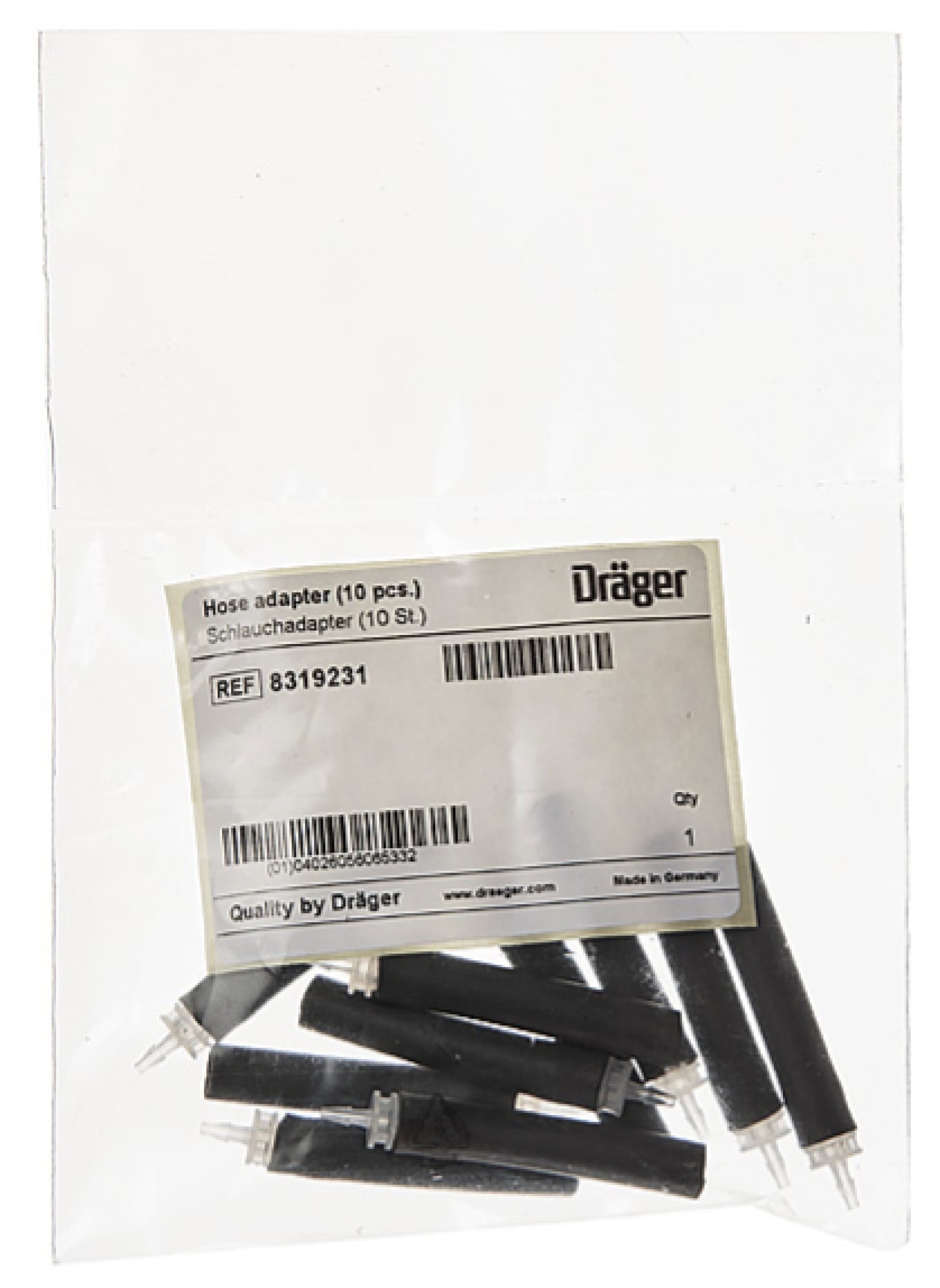 Preview: Dräger® Schlauchadapter mit FKM Schlauch 8319231, 10 Stück pro Pack, Innendurchmesser: 5 mm, 0,04 m, Lösemittelbeständig, Für Schwimmersonde 8316530 & 8316531